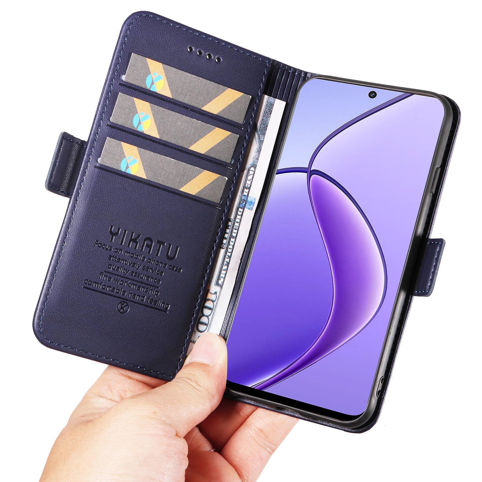 YIKATU YK-003 For Realme 12 Leather Case Wallet Cover Phone Accessories Distributors - Sapphire