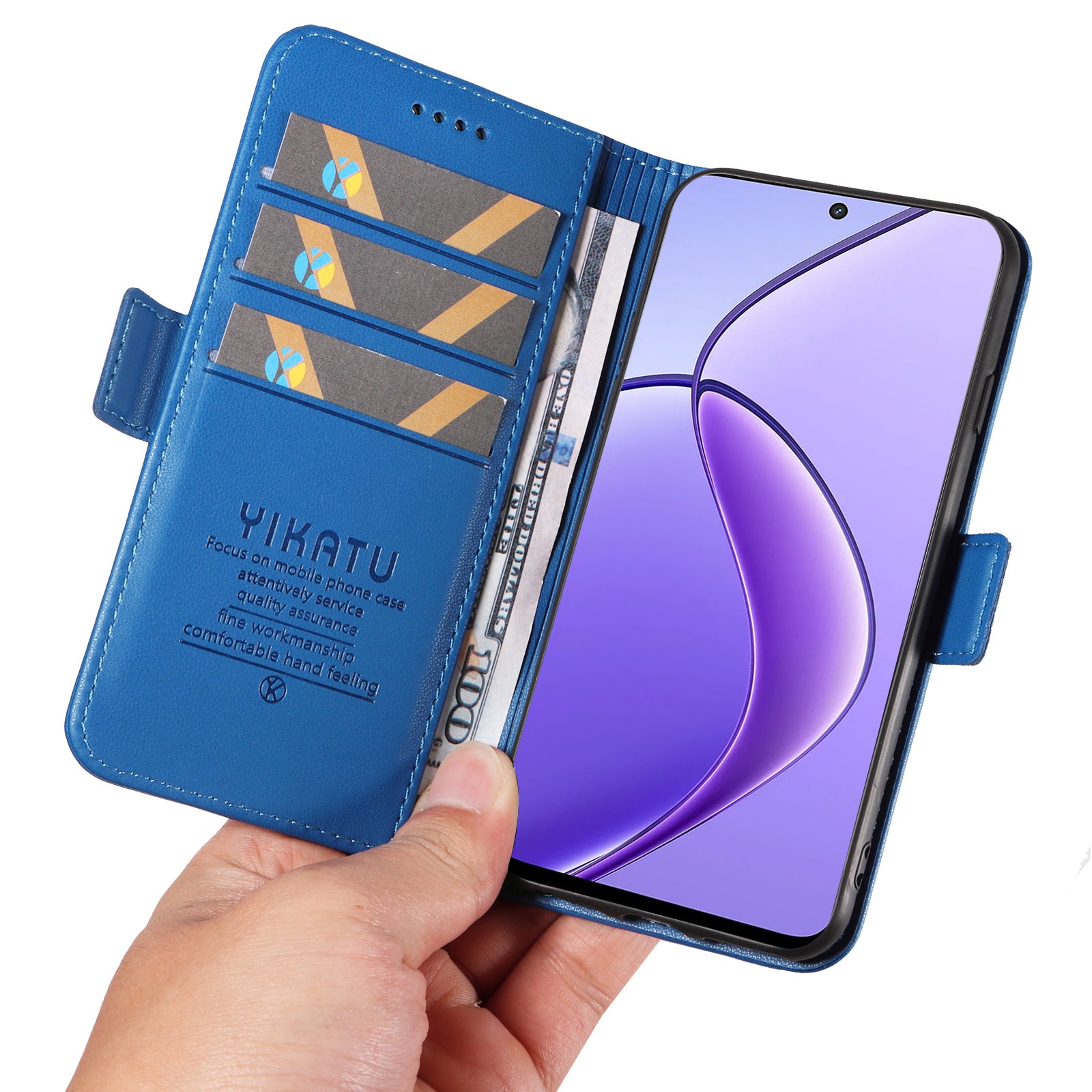 YIKATU YK-003 For Realme 12 Leather Case Wallet Cover Phone Accessories Distributors - Sky Blue