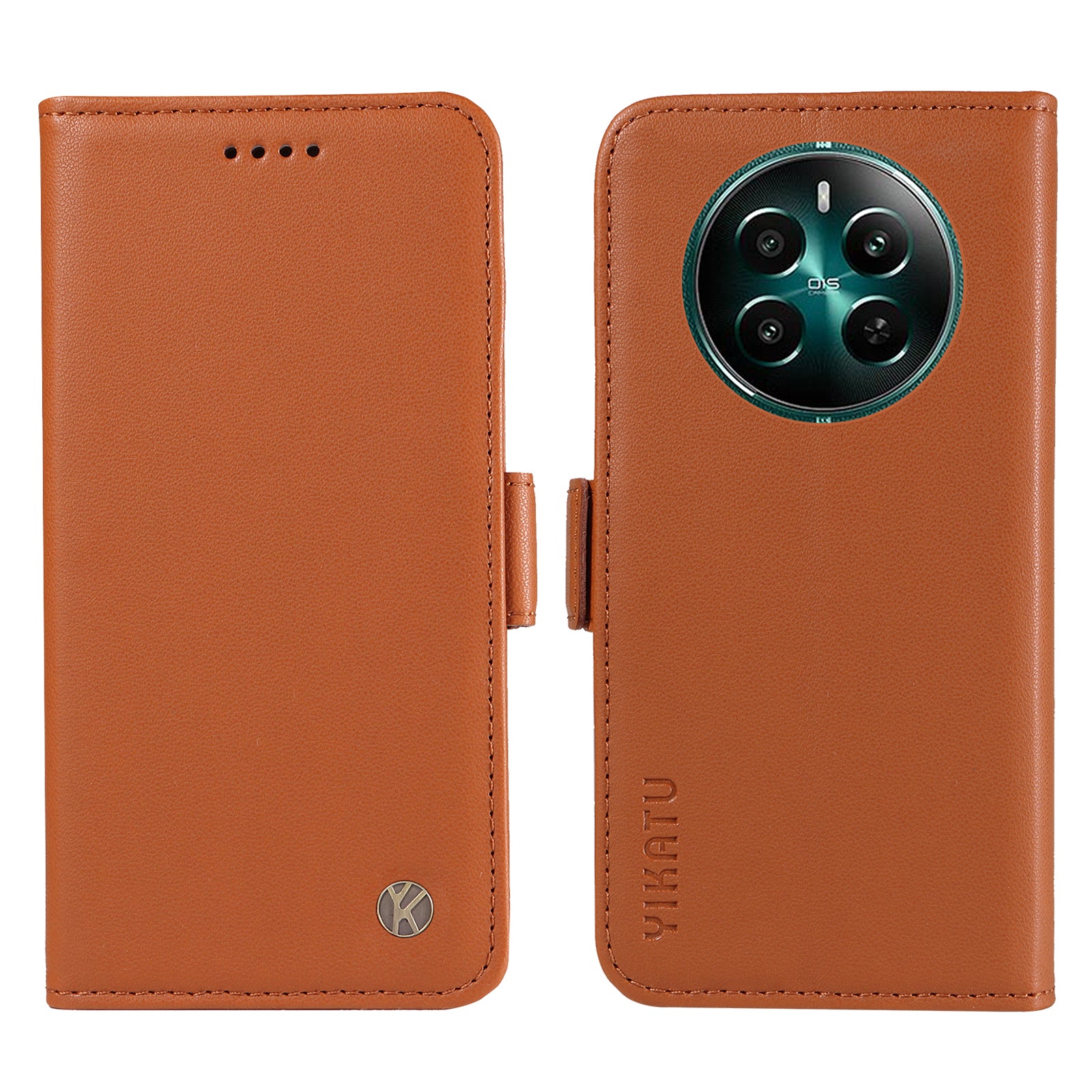 YIKATU YK-003 For Realme 12+ 5G Case Wallet PU Leather+TPU Cover Phone Accessories Distributors - Brown