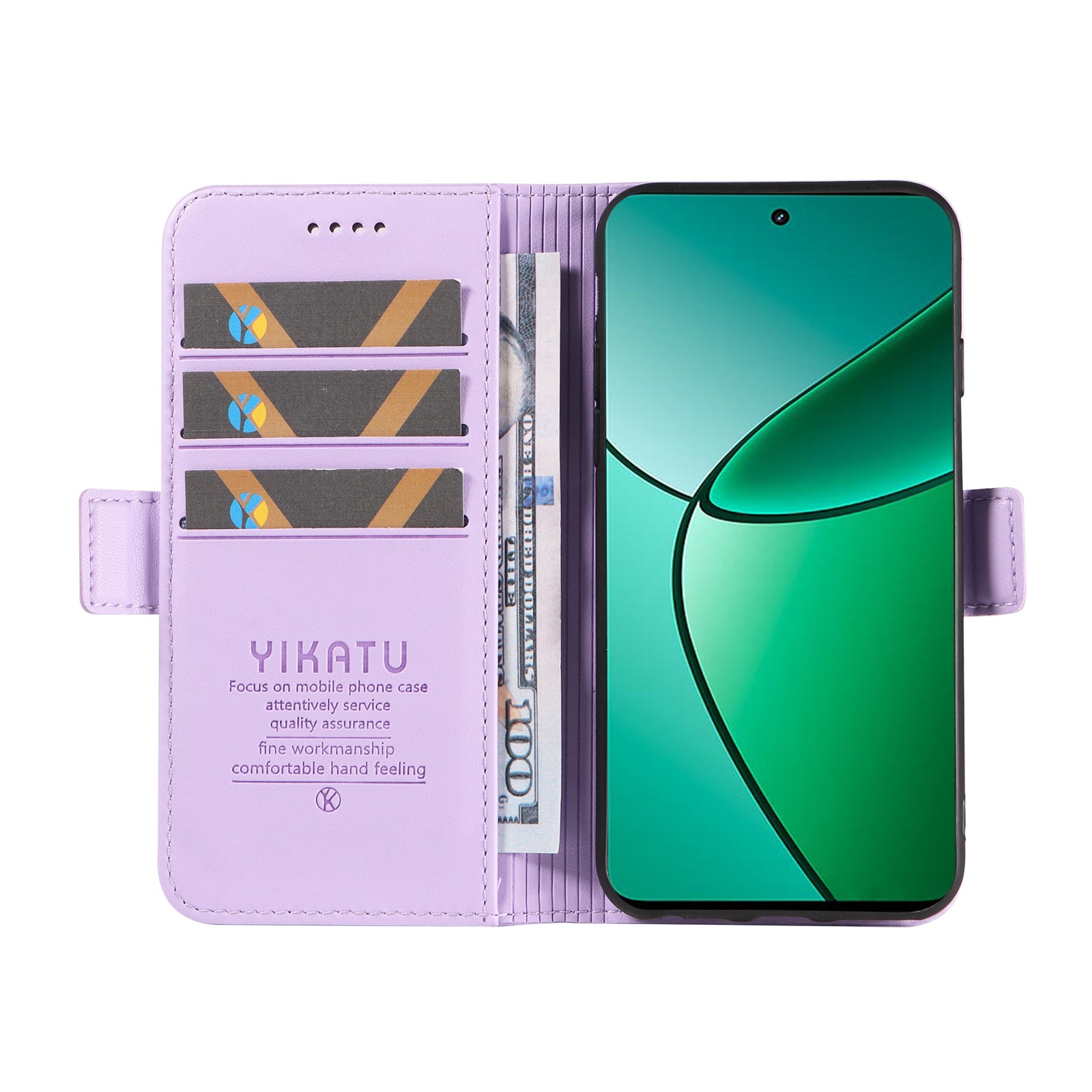 YIKATU YK-003 For Realme 12+ 5G Case Wallet PU Leather+TPU Cover Phone Accessories Distributors - Light Purple