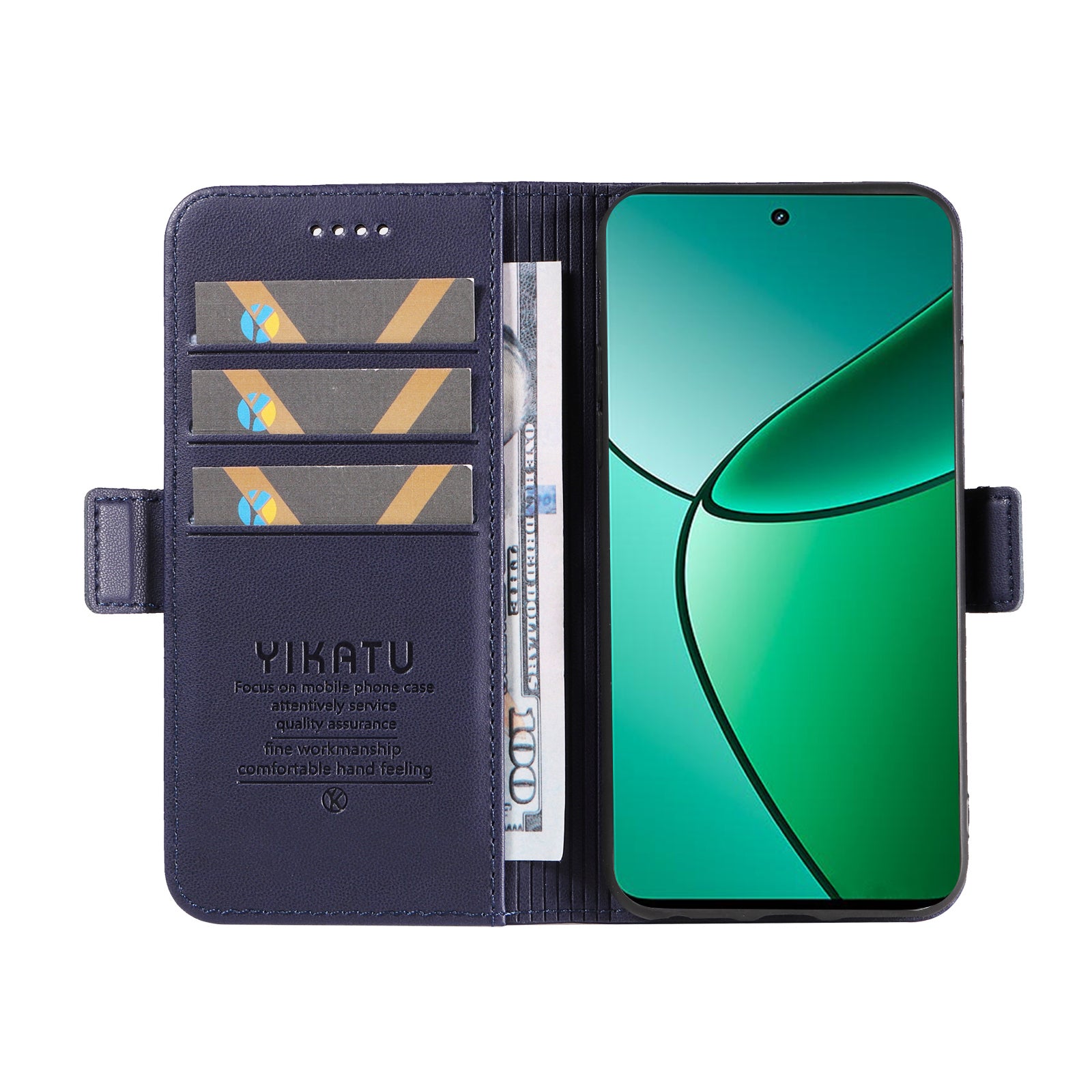 YIKATU YK-003 For Realme 12+ 5G Case Wallet PU Leather+TPU Cover Phone Accessories Distributors - Sapphire