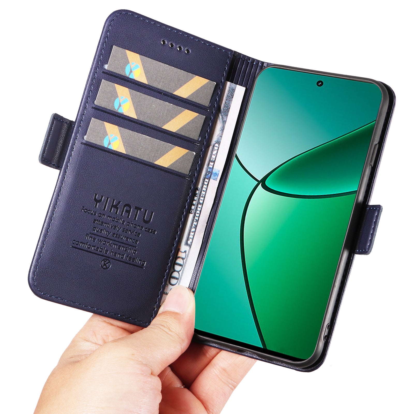 YIKATU YK-003 For Realme 12+ 5G Case Wallet PU Leather+TPU Cover Phone Accessories Distributors - Sapphire