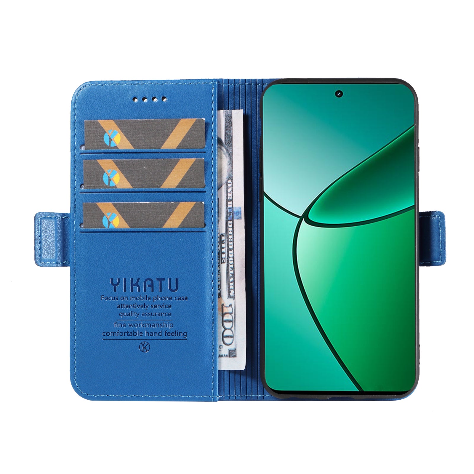 YIKATU YK-003 For Realme 12+ 5G Case Wallet PU Leather+TPU Cover Phone Accessories Distributors - Sky Blue