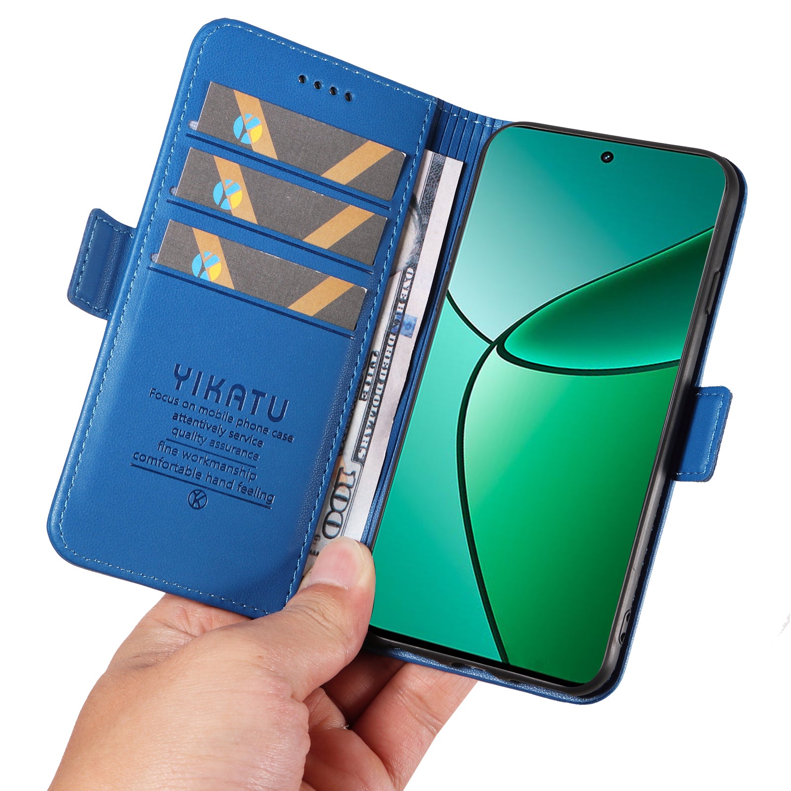 YIKATU YK-003 For Realme 12+ 5G Case Wallet PU Leather+TPU Cover Phone Accessories Distributors - Sky Blue