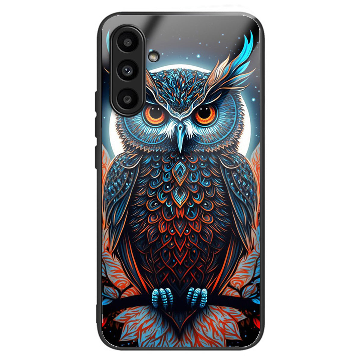 For Samsung Galaxy A14 5G / A14 4G Case Pattern Printed Tempered Glass+TPU Phone Cover - Owl