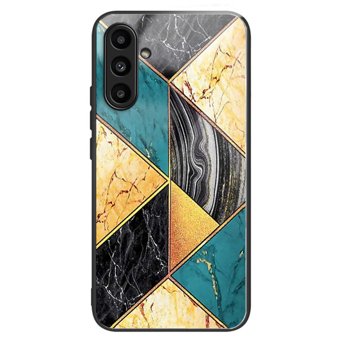 For Samsung Galaxy A14 5G / A14 4G Case Pattern Printed Tempered Glass+TPU Phone Cover - Splicing Marble