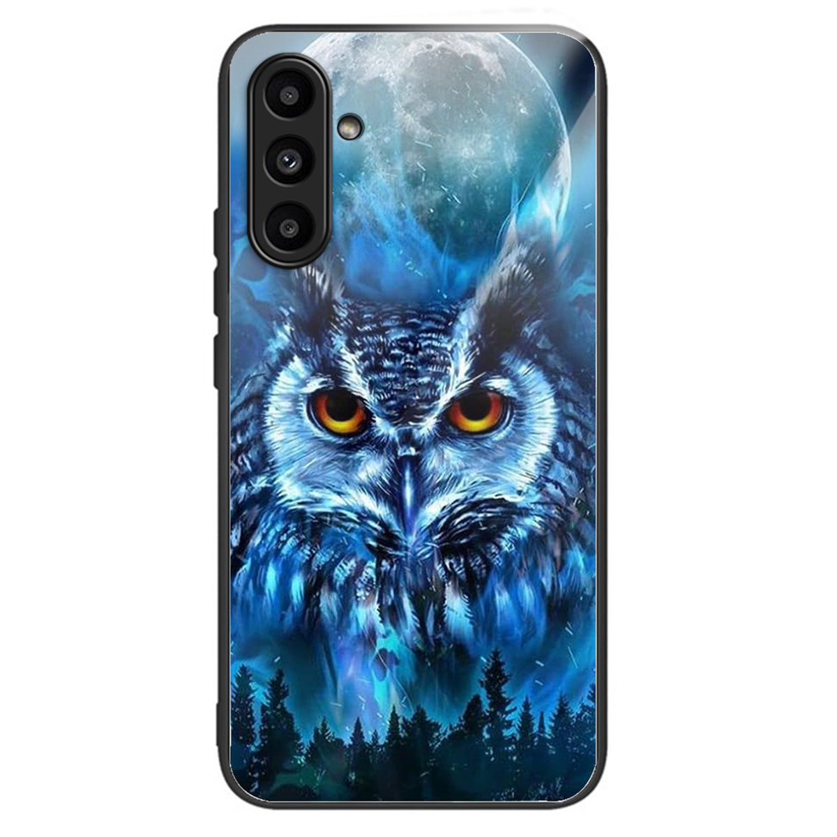 For Samsung Galaxy A14 5G / A14 4G Case Pattern Printed Tempered Glass+TPU Phone Cover - Forest Owl