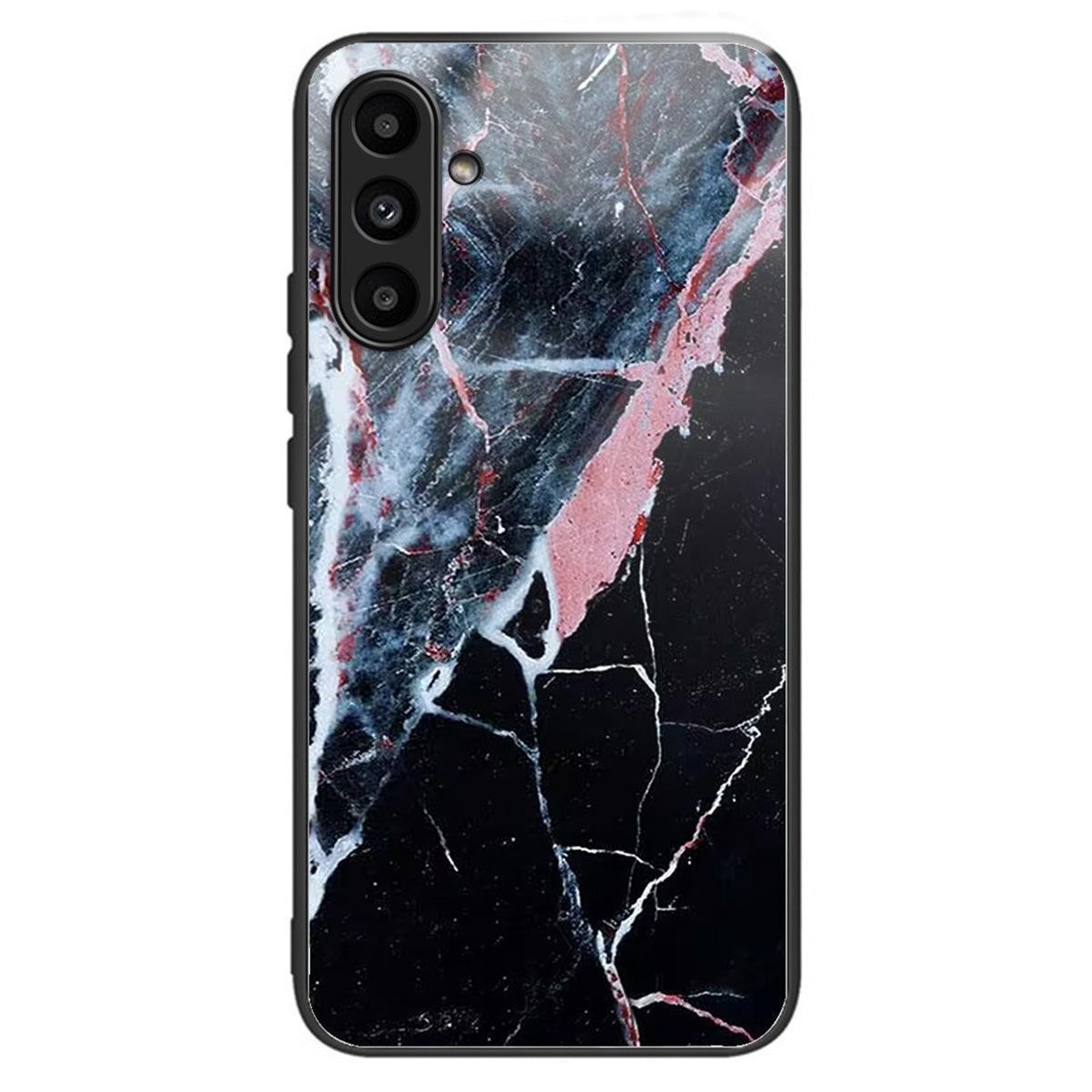 For Samsung Galaxy A14 5G / A14 4G Case Pattern Printed Tempered Glass+TPU Phone Cover - Black Marble