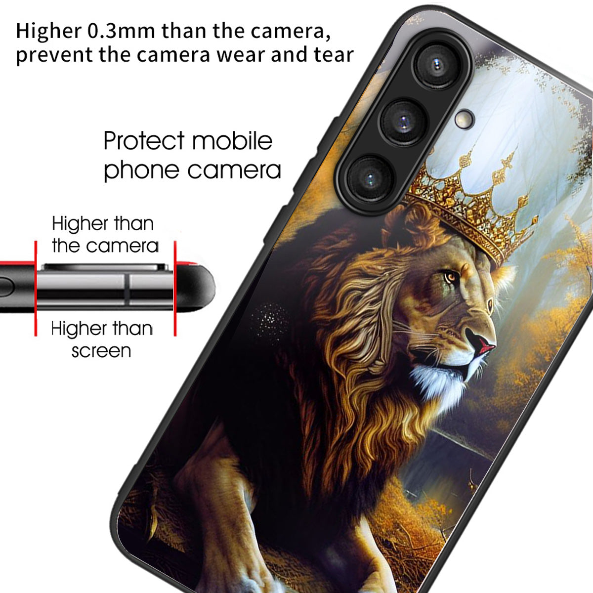 For Samsung Galaxy S24 Case Tempered Glass+TPU Personalized Patterns Phone Cover - Lion King