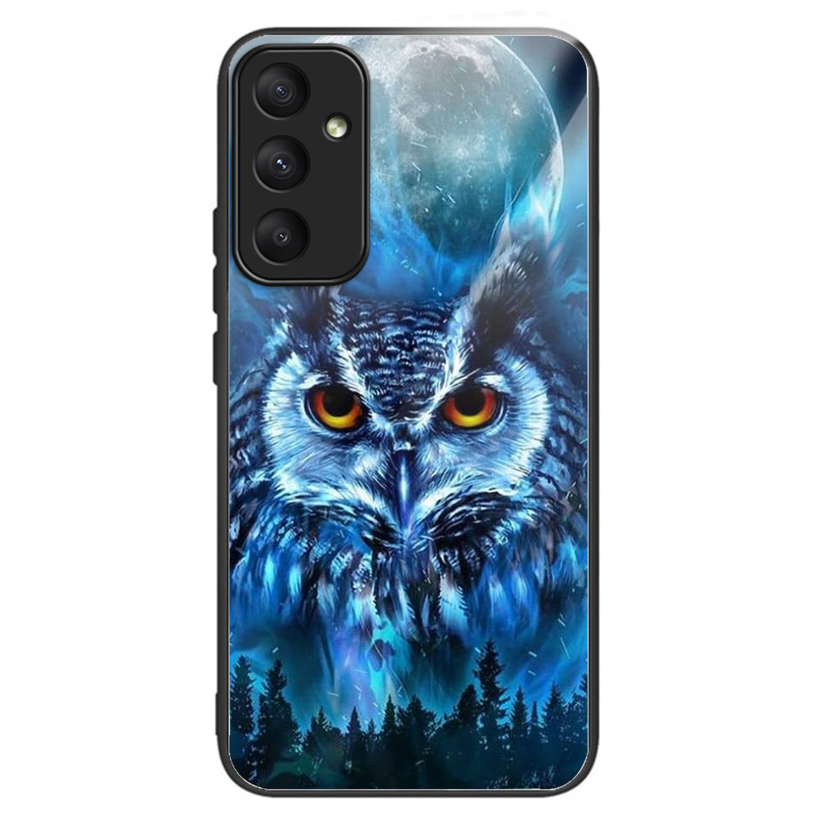 For Samsung Galaxy A35 5G Phone Case Pattern Printing Tempered Glass TPU Cover - Forest Owl