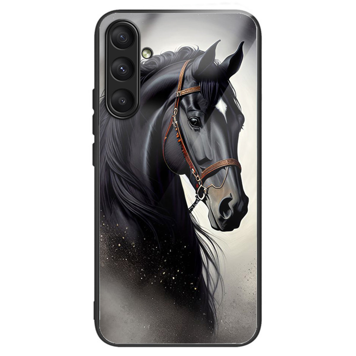 For Samsung Galaxy A24 4G (162.1 x 77.6 x 8.3mm) Case Tempered Glass Pattern Camera Lens Protection Phone Cover - Horse