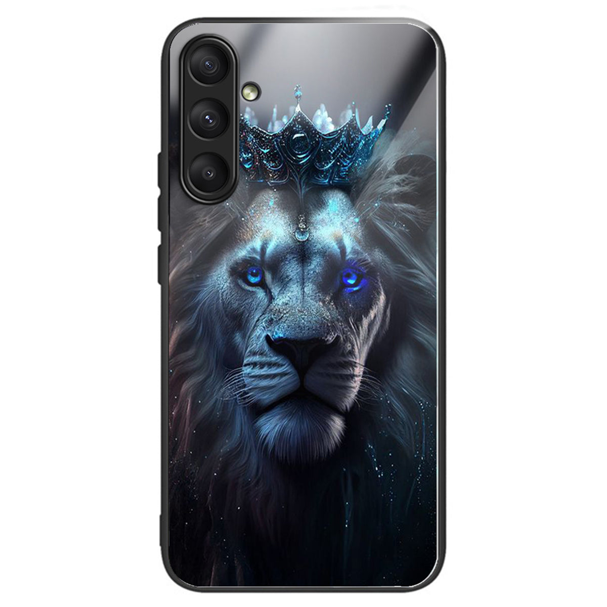 For Samsung Galaxy S23 FE Slim Case Pattern Printing Tempered Glass TPU Phone Cover - Blue Lion