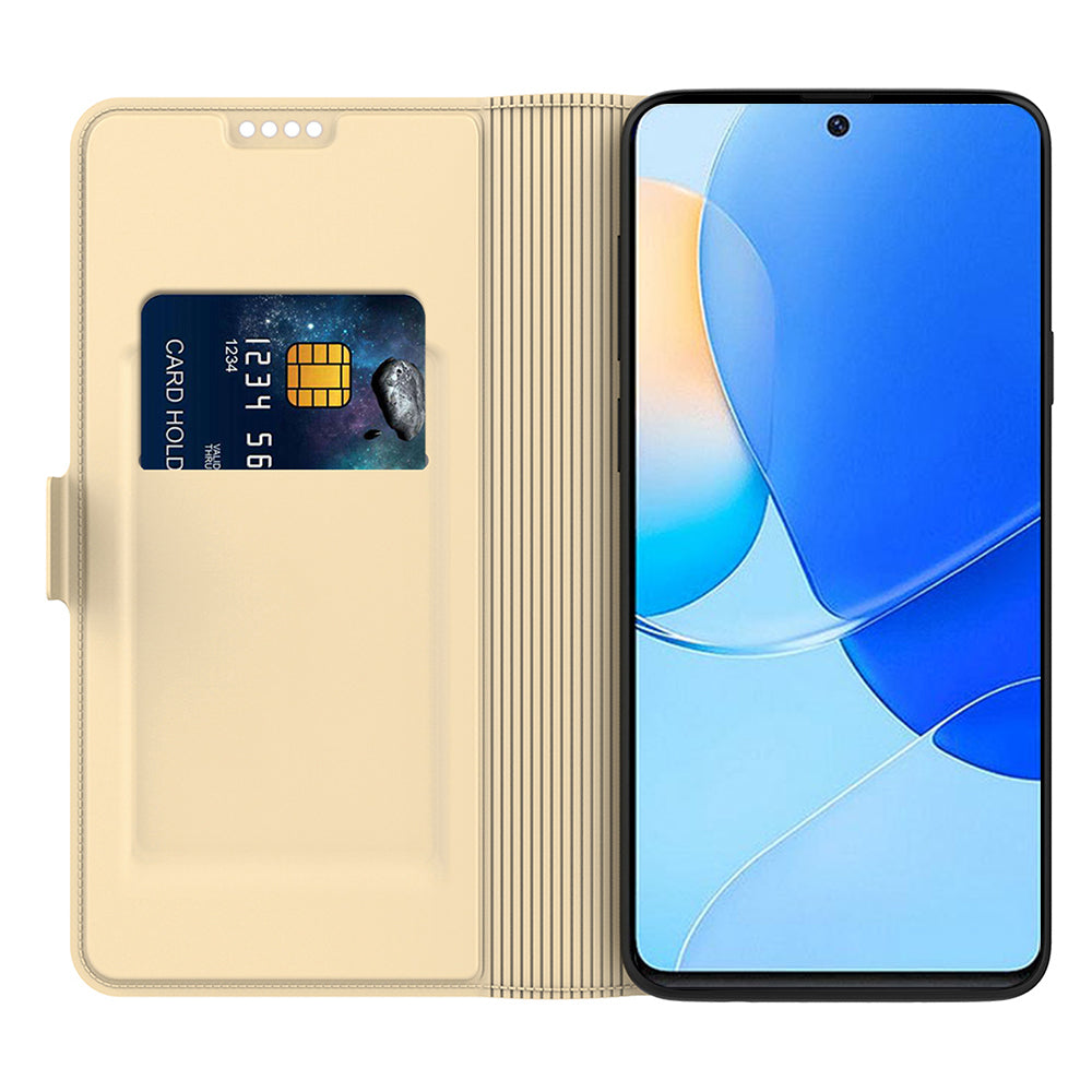 For Huawei Pura 70 Ultra Case Card Holder PU+TPU Stand Phone Cover - Gold
