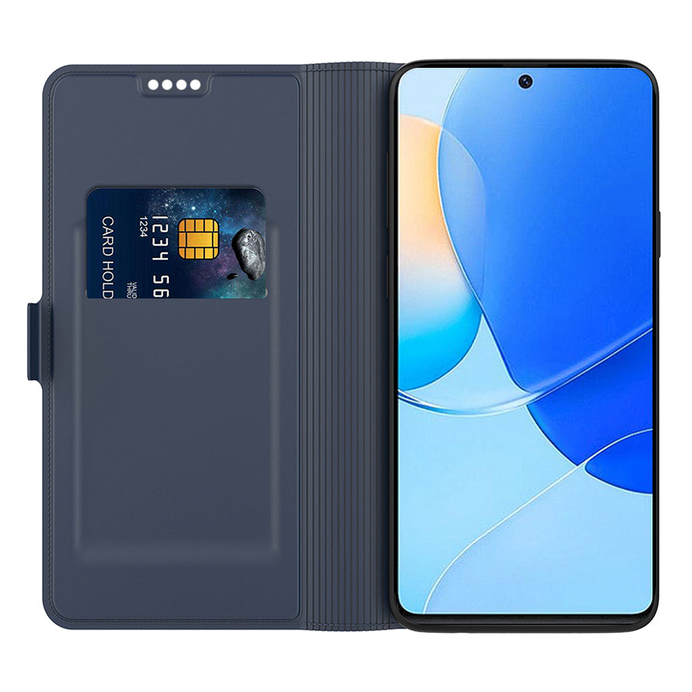 For Huawei Pura 70 Ultra Case Card Holder PU+TPU Stand Phone Cover - Blue