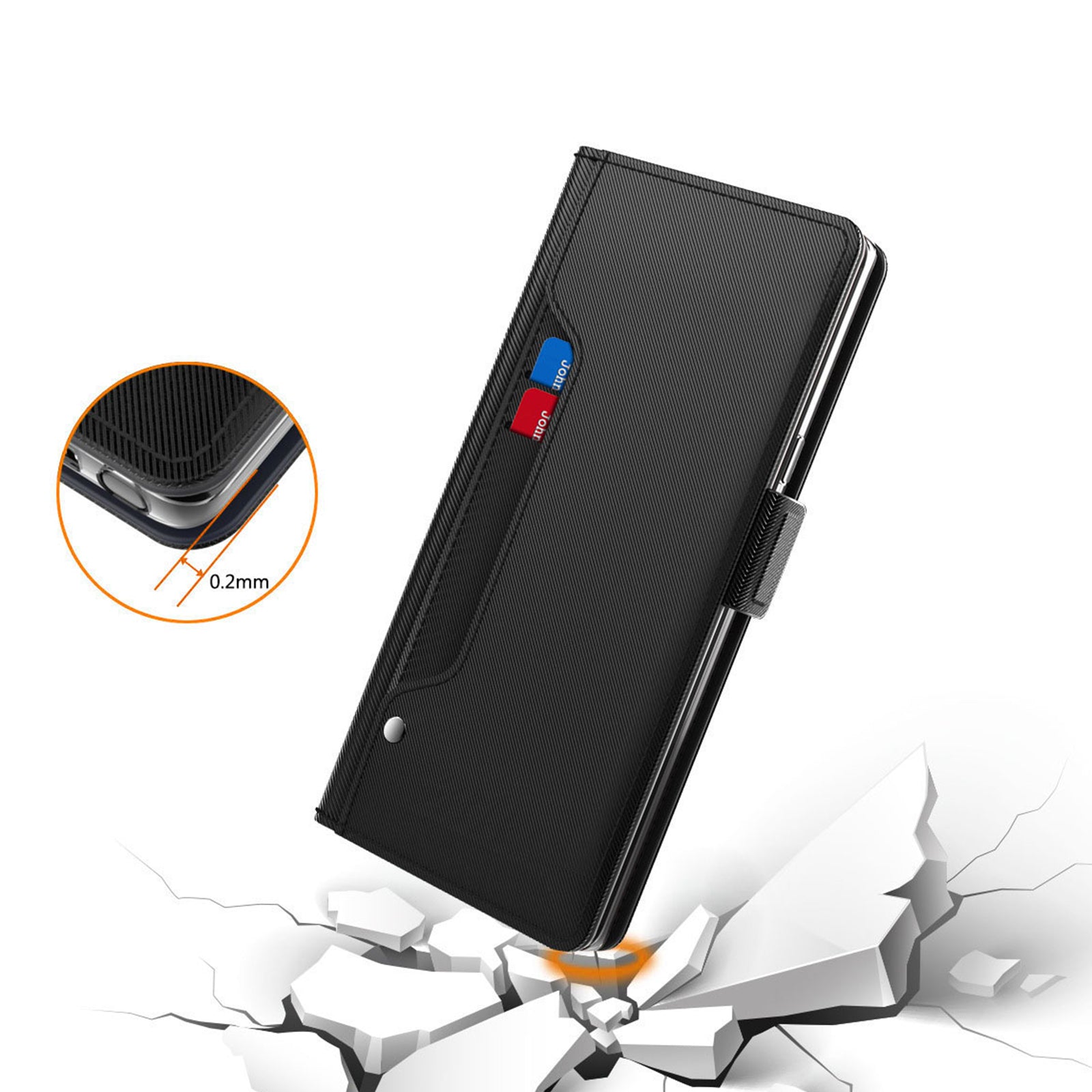 For Huawei Pura 70 Ultra Case Mirror Design Card Holder Phone Cover with Magnetic Clasp - Black
