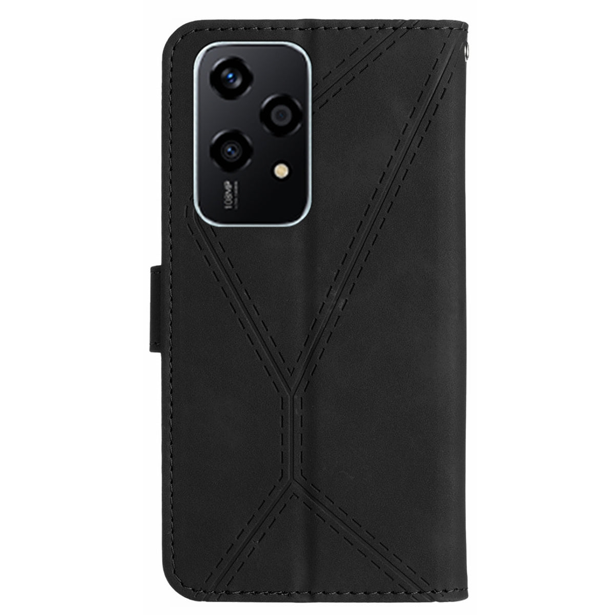 HT05 For Honor 200 Lite Case Lines Imprinted Leather Flip Magnetic Phone Cover - Black