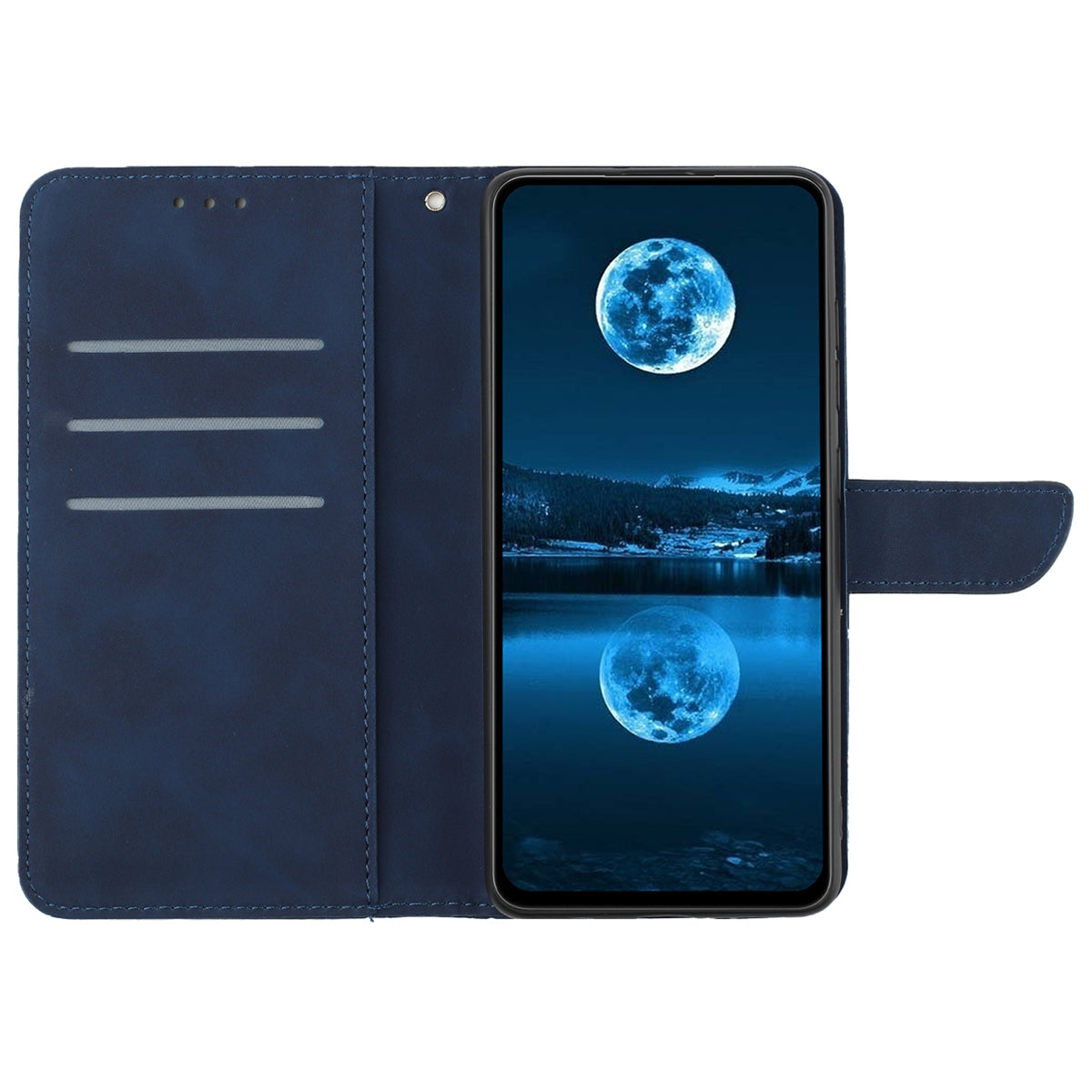 HT05 For Honor 200 Lite Case Lines Imprinted Leather Flip Magnetic Phone Cover - Blue