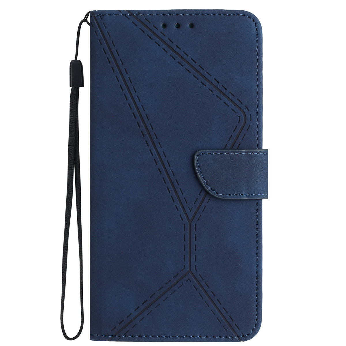 HT05 For Honor 200 Lite Case Lines Imprinted Leather Flip Magnetic Phone Cover - Blue