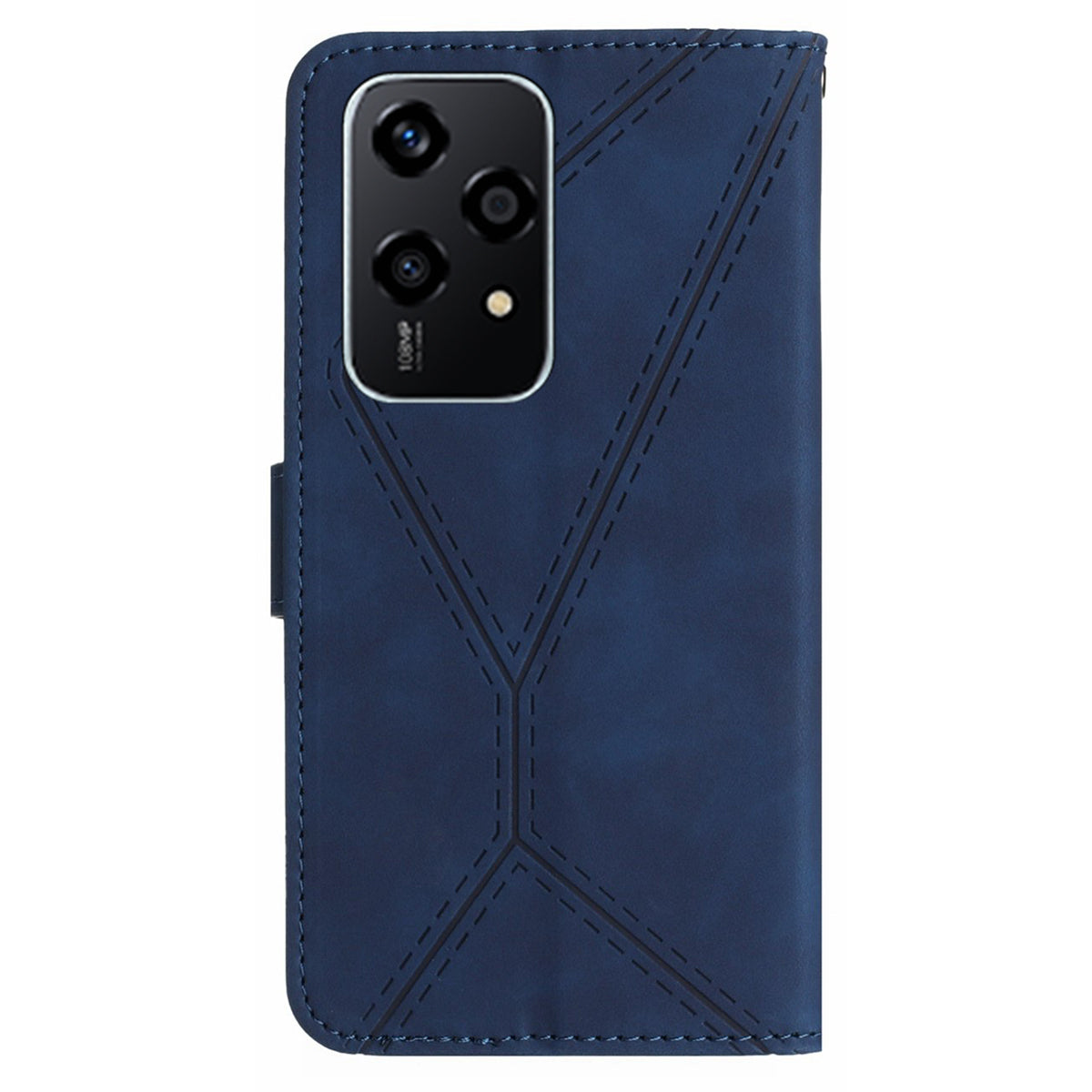 HT05 For Honor 200 Lite Case Lines Imprinted Leather Flip Magnetic Phone Cover - Blue