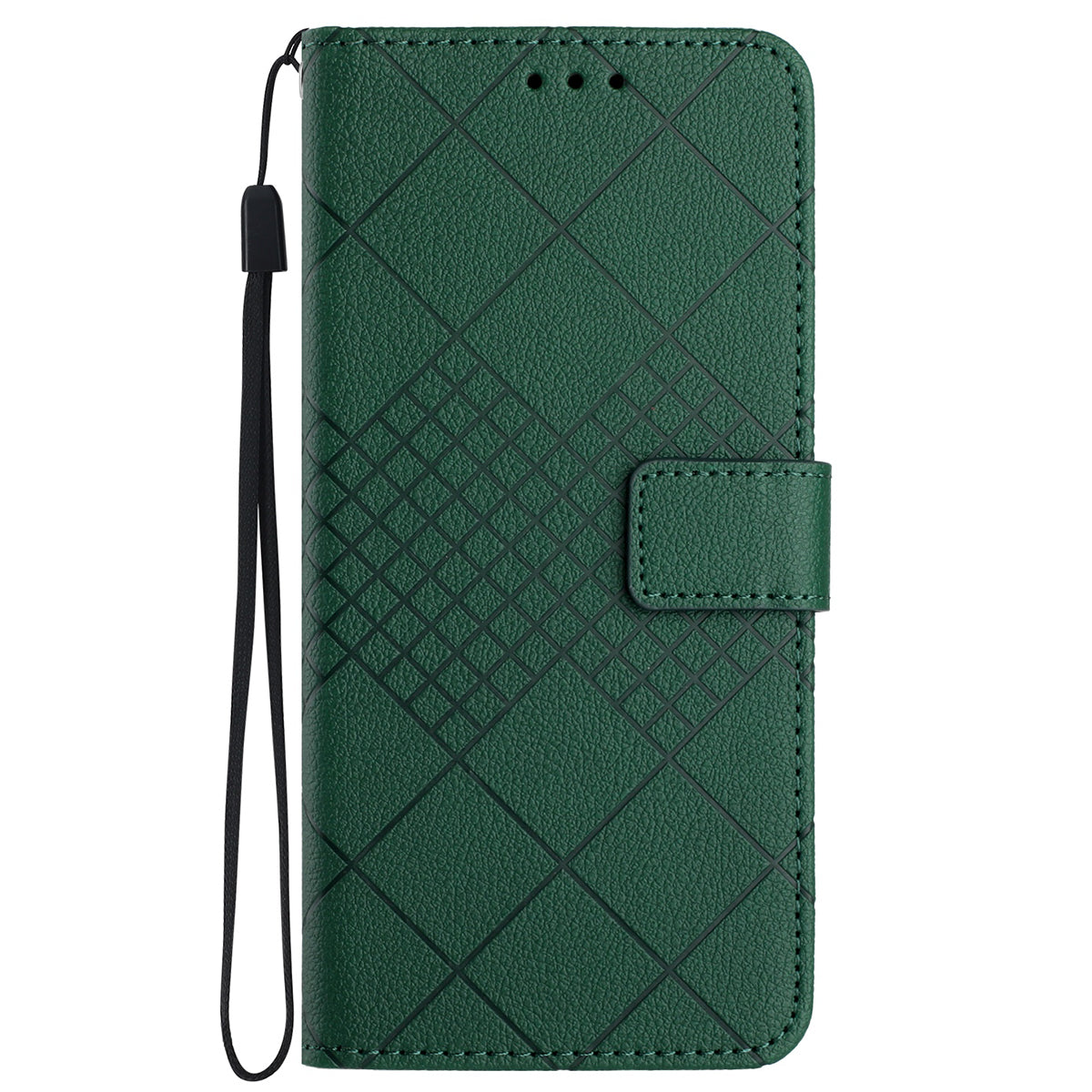 HT06 For Honor 200 Lite Magnetic Phone Case Rhombus Pattern Leather Stand Cover - Green