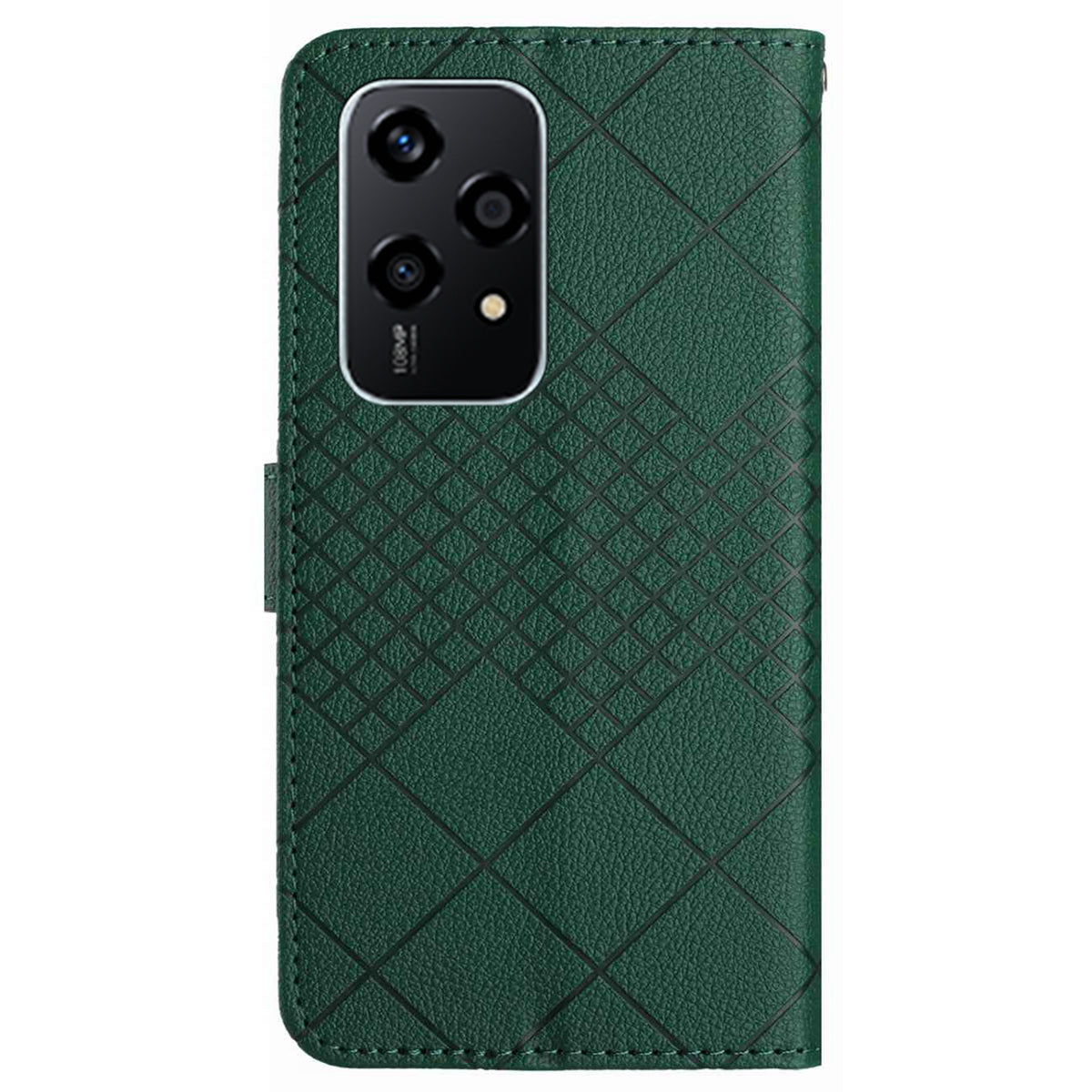 HT06 For Honor 200 Lite Magnetic Phone Case Rhombus Pattern Leather Stand Cover - Green