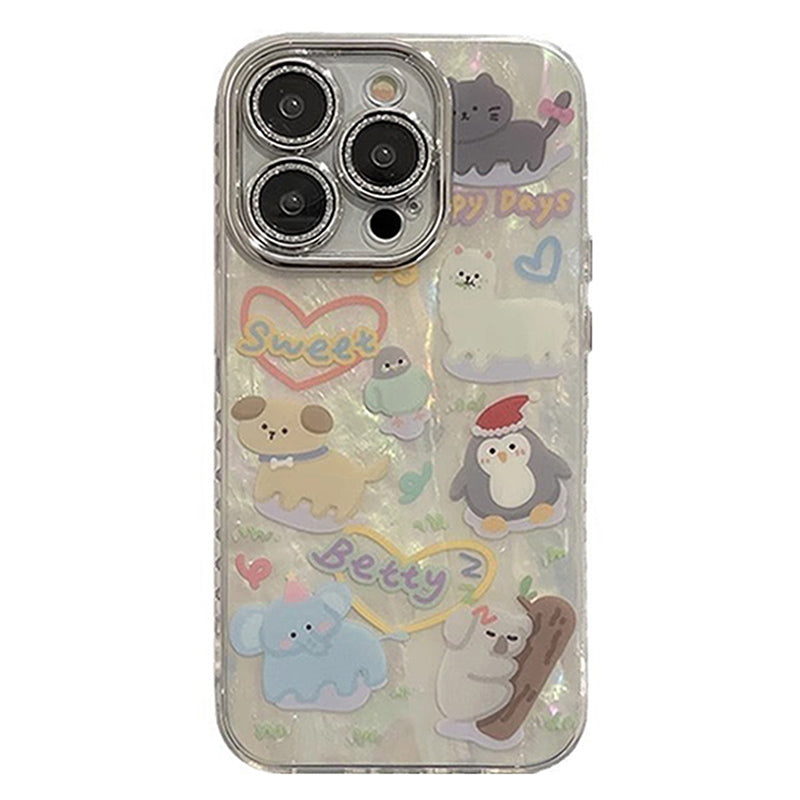 Wholesale Phone Supplies for iPhone 15 Pro Max Cases Cartoon Pattern PC+TPU Cover with Shell Texture