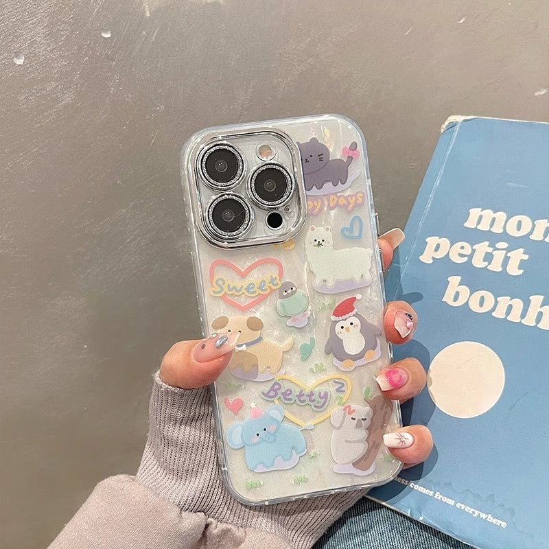 Wholesale Phone Supplies for iPhone 15 Pro Max Cases Cartoon Pattern PC+TPU Cover with Shell Texture