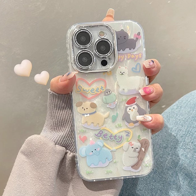 Wholesale Cellphone Parts for iPhone 15 Pro Case Cartoon Animal PC+TPU Cover with Shell Texture