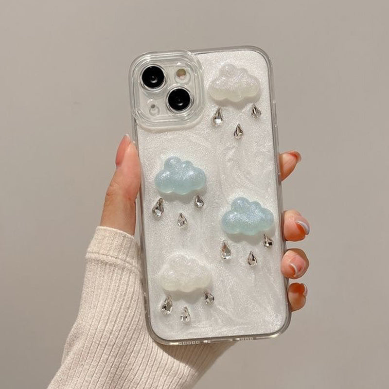 For iPhone 15 Plus Epoxy Cover 3D Cloud Anti-drop TPU+PC Shimmer Powder Phone Case (Precise Lens Cutouts)