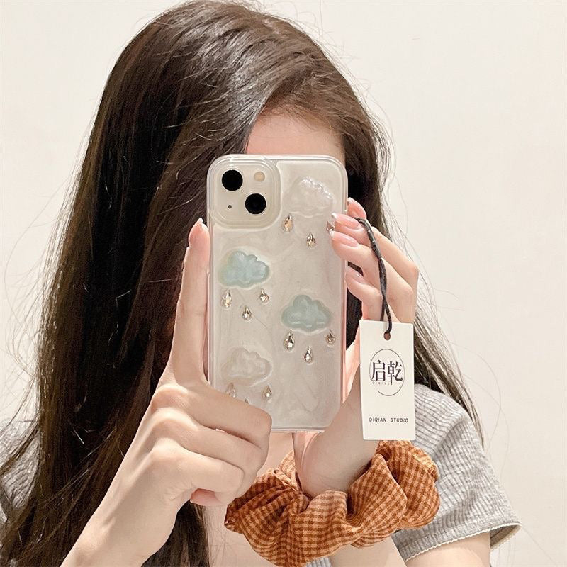 For iPhone 15 Plus Epoxy Cover 3D Cloud Anti-drop TPU+PC Shimmer Powder Phone Case (Precise Lens Cutouts)