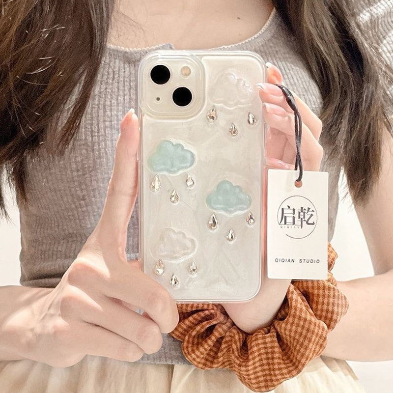 For iPhone 15 Plus Epoxy Cover 3D Cloud Anti-drop TPU+PC Shimmer Powder Phone Case (Precise Lens Cutouts)