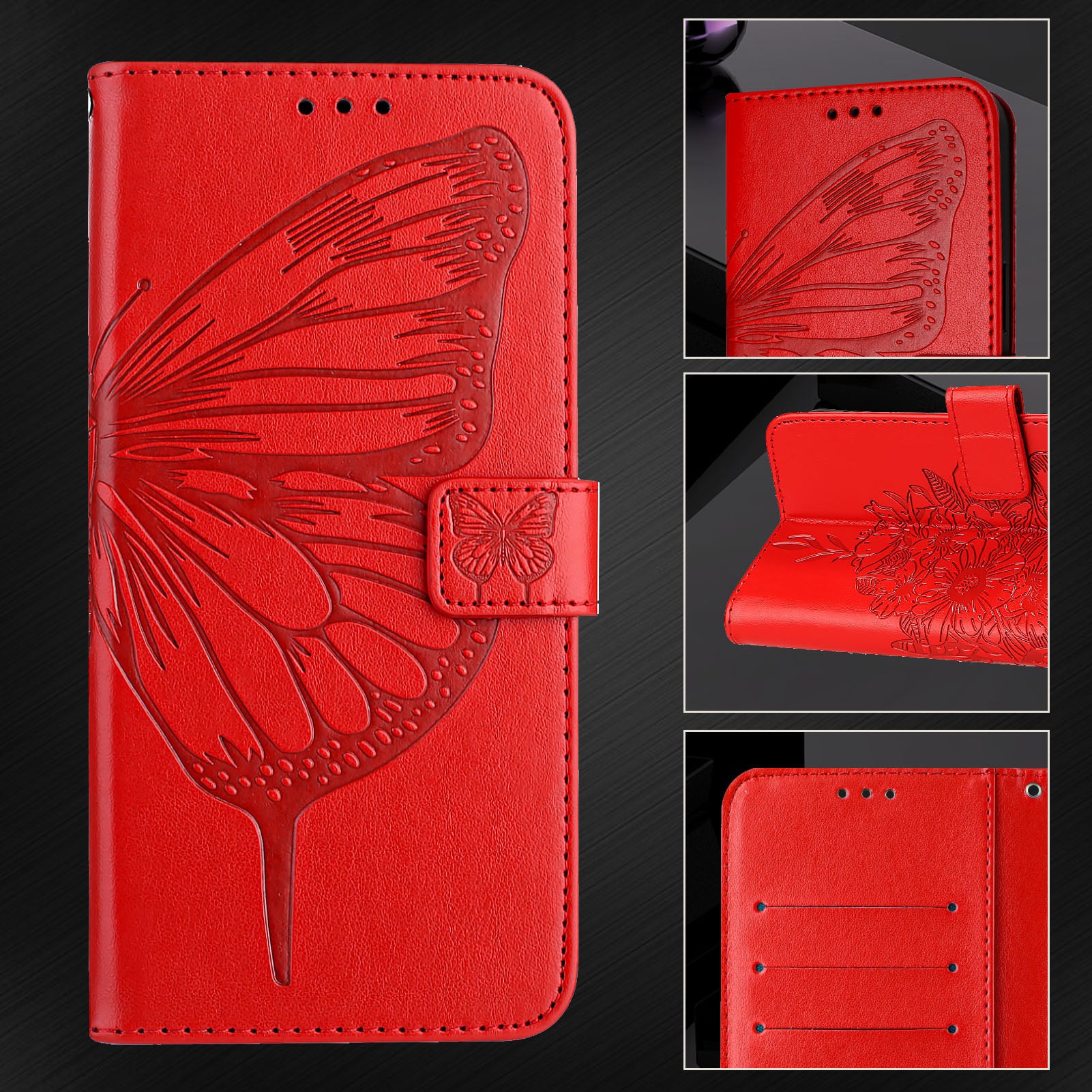 YB Imprinting Series-4 For Samsung Galaxy Z Fold6 5G Case Wallet Leather Phone Cover with Hand Strap - Red