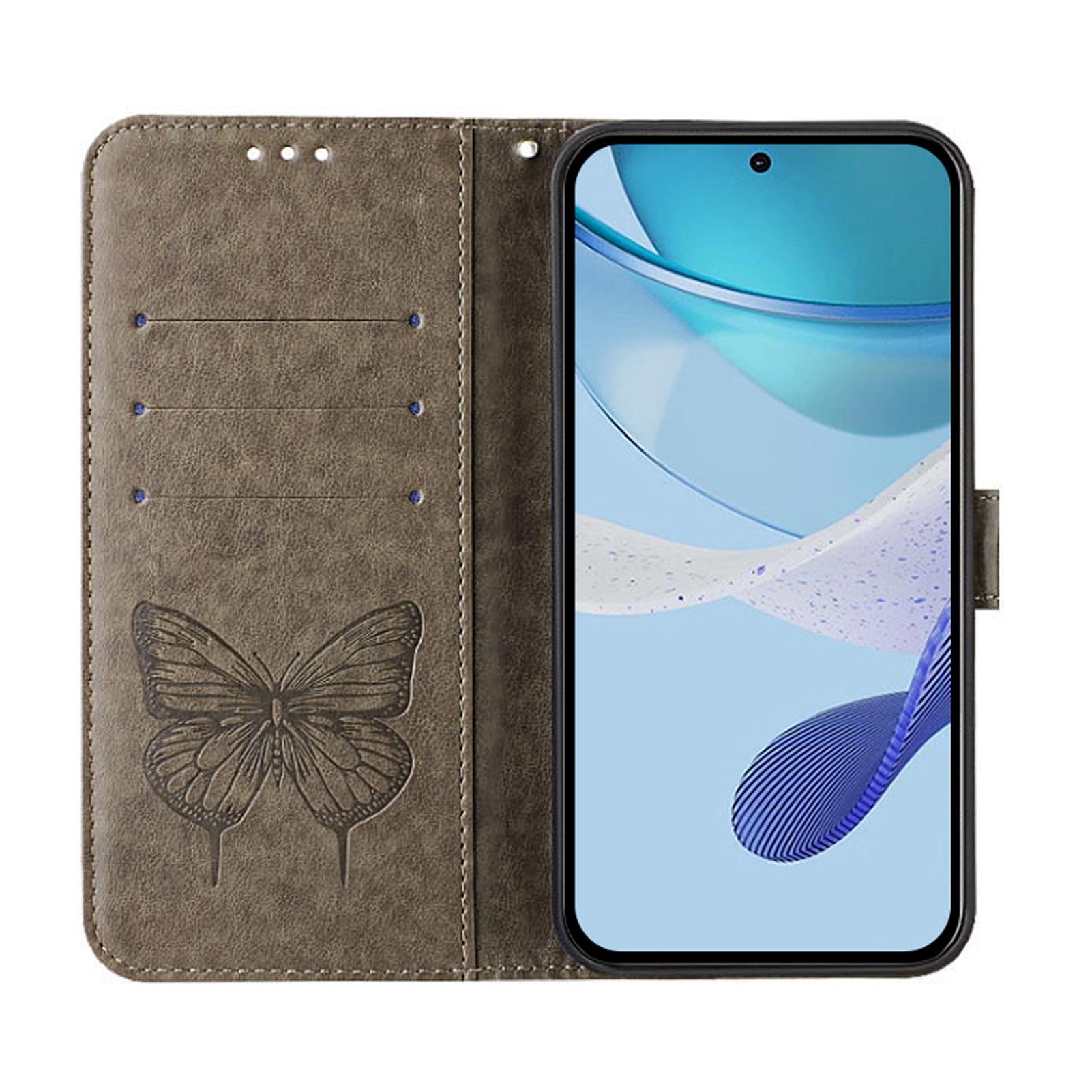 YB Imprinting Series-4 For Samsung Galaxy Z Fold6 5G Case Wallet Leather Phone Cover with Hand Strap - Grey