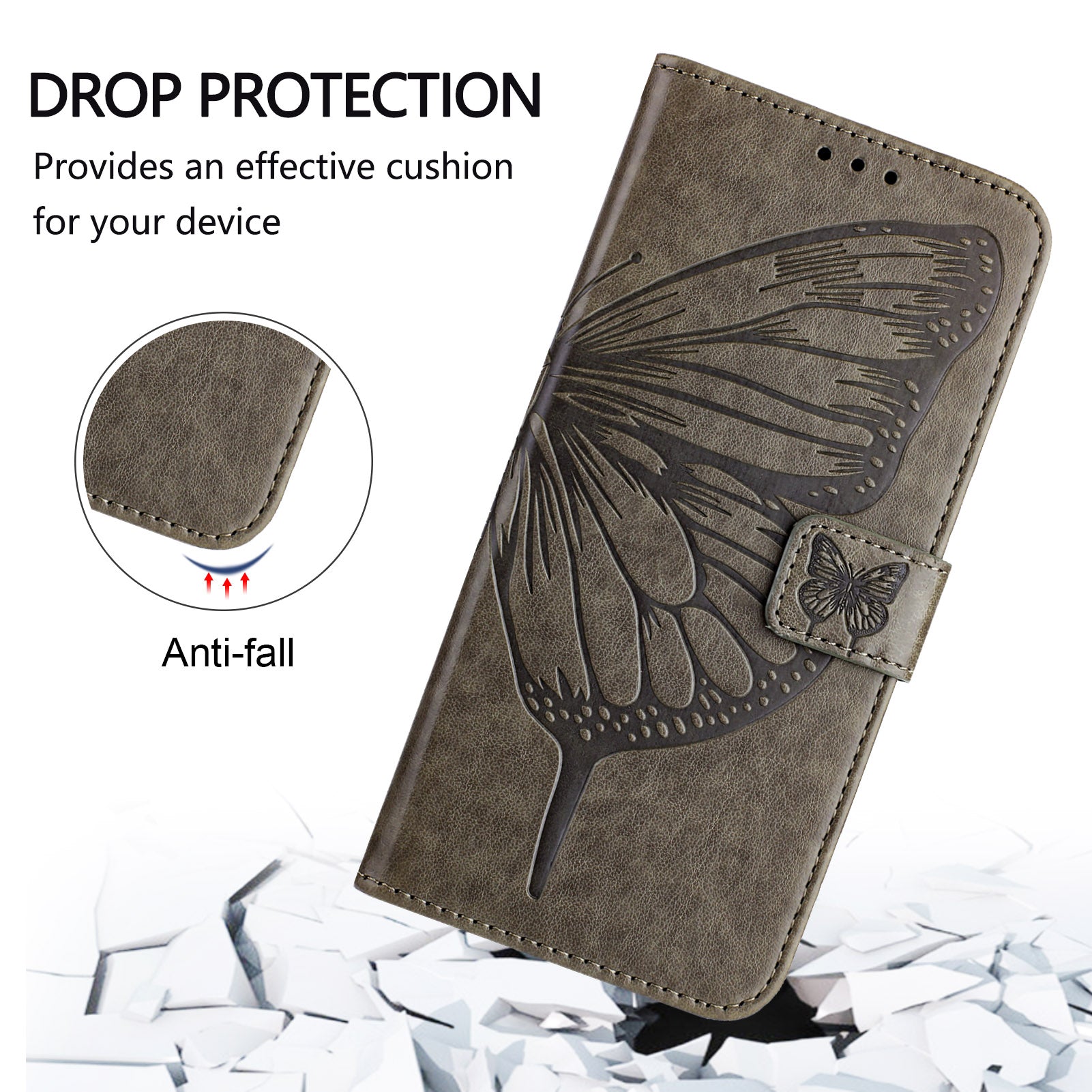 YB Imprinting Series-4 For Samsung Galaxy Z Fold6 5G Case Wallet Leather Phone Cover with Hand Strap - Grey