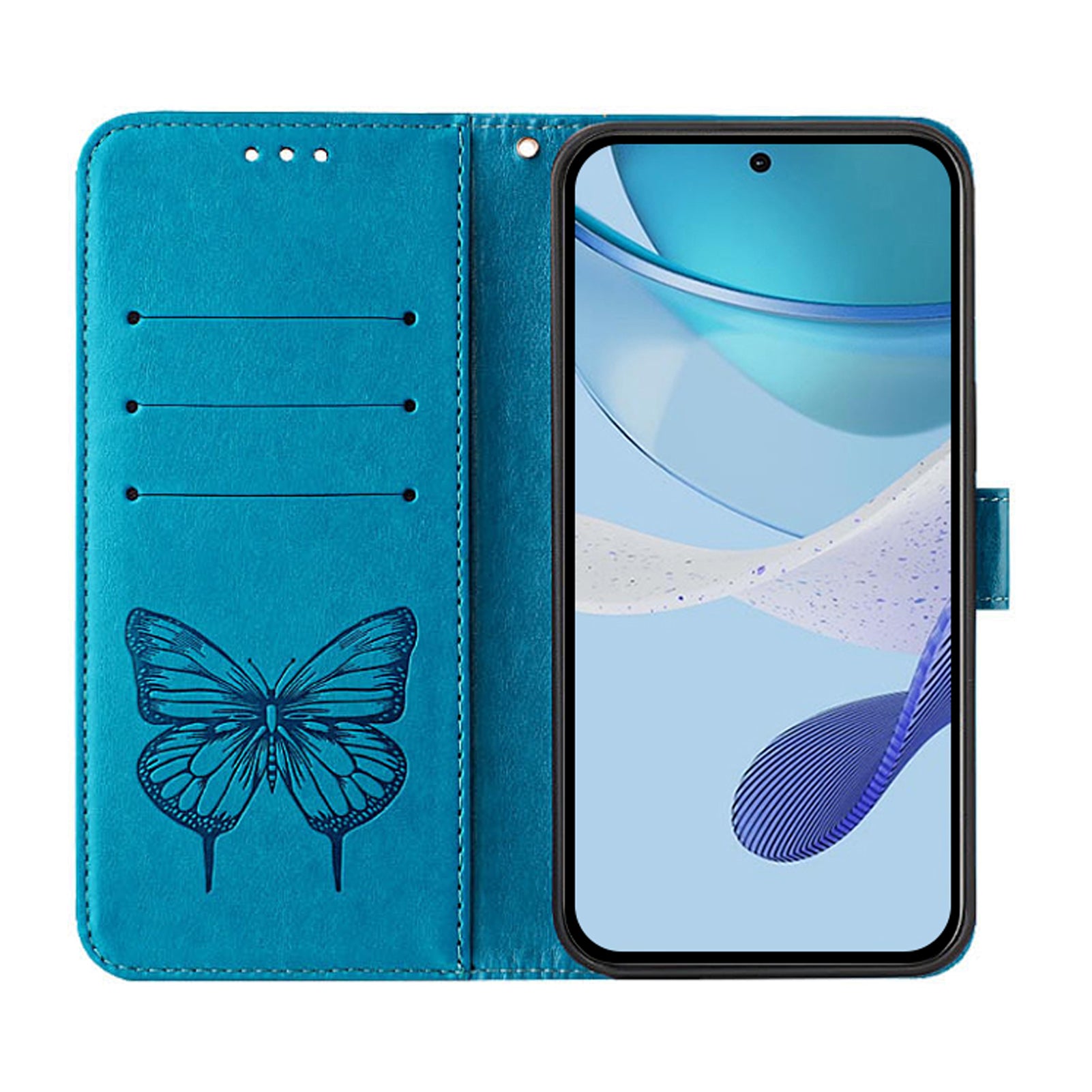 YB Imprinting Series-4 For Samsung Galaxy Z Fold6 5G Case Wallet Leather Phone Cover with Hand Strap - Blue