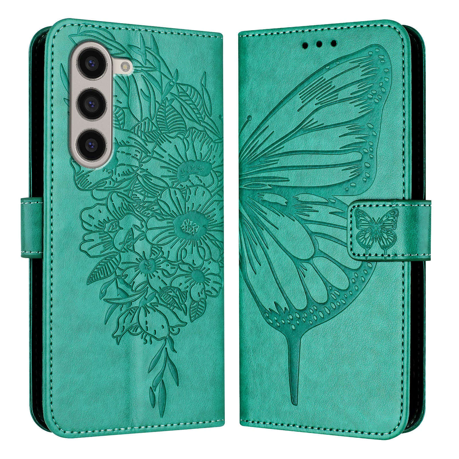 YB Imprinting Series-4 For Samsung Galaxy Z Fold6 5G Case Wallet Leather Phone Cover with Hand Strap - Green