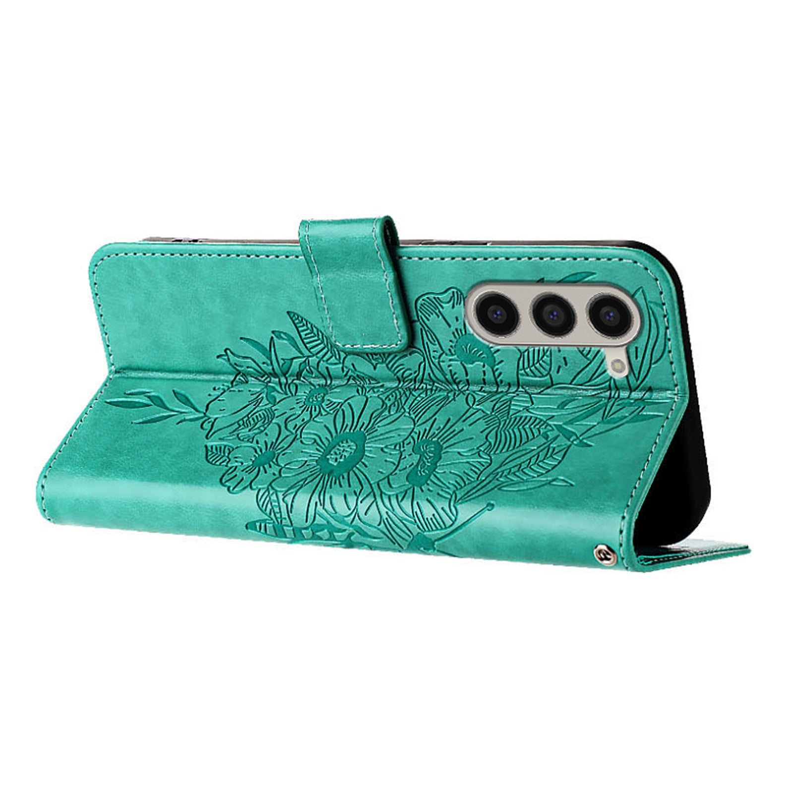 YB Imprinting Series-4 For Samsung Galaxy Z Fold6 5G Case Wallet Leather Phone Cover with Hand Strap - Green