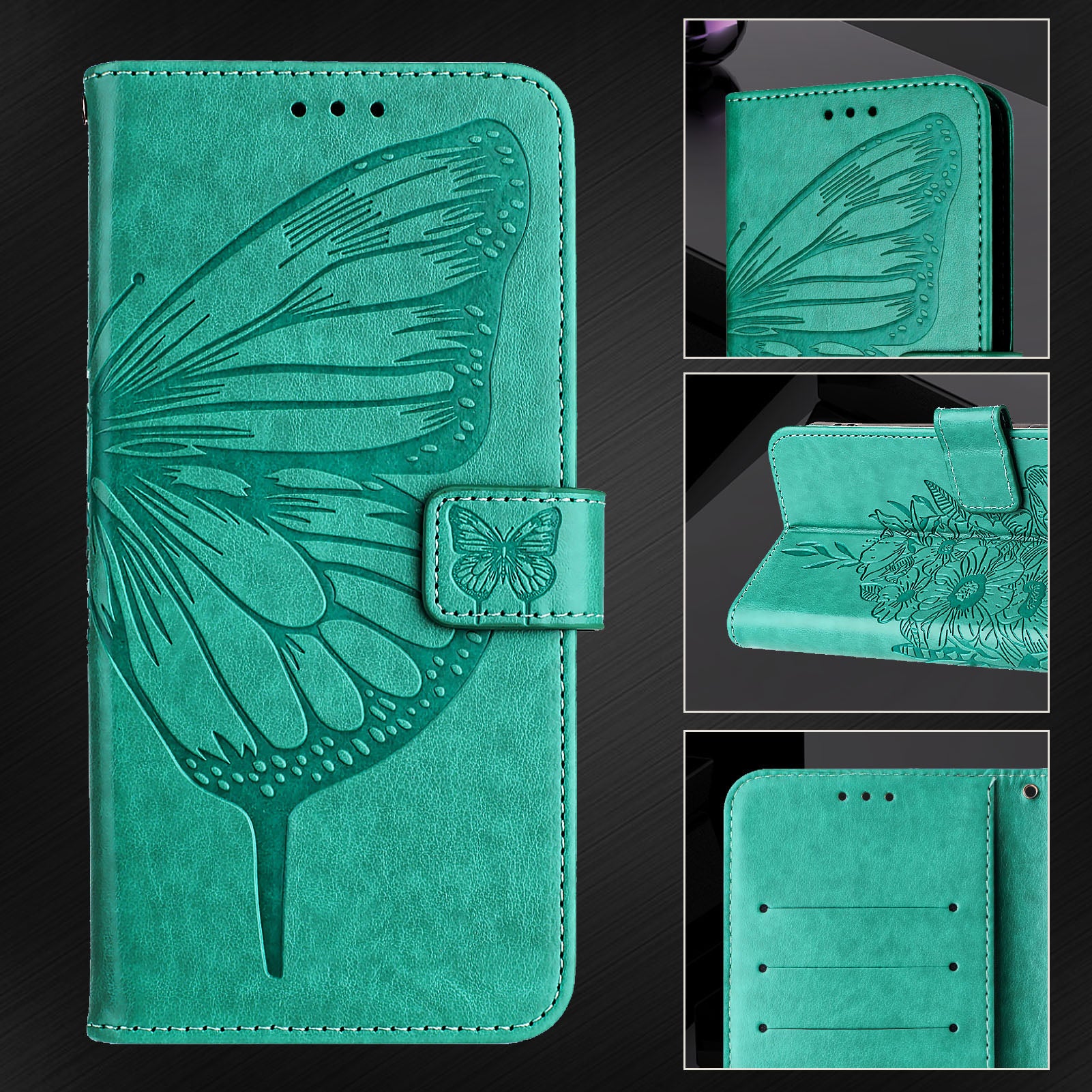 YB Imprinting Series-4 For Samsung Galaxy Z Fold6 5G Case Wallet Leather Phone Cover with Hand Strap - Green