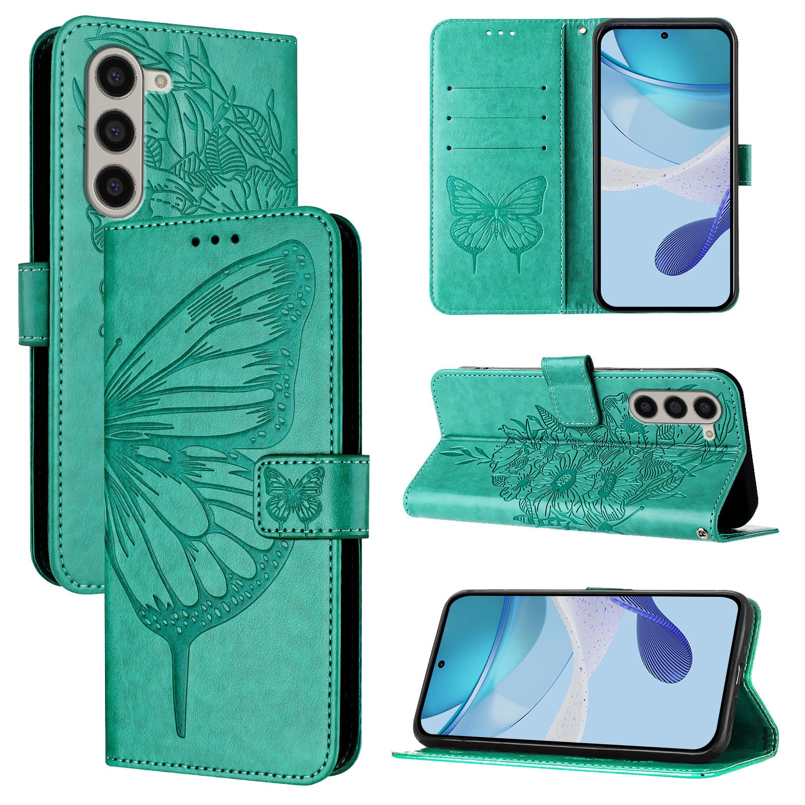 YB Imprinting Series-4 For Samsung Galaxy Z Fold6 5G Case Wallet Leather Phone Cover with Hand Strap - Green