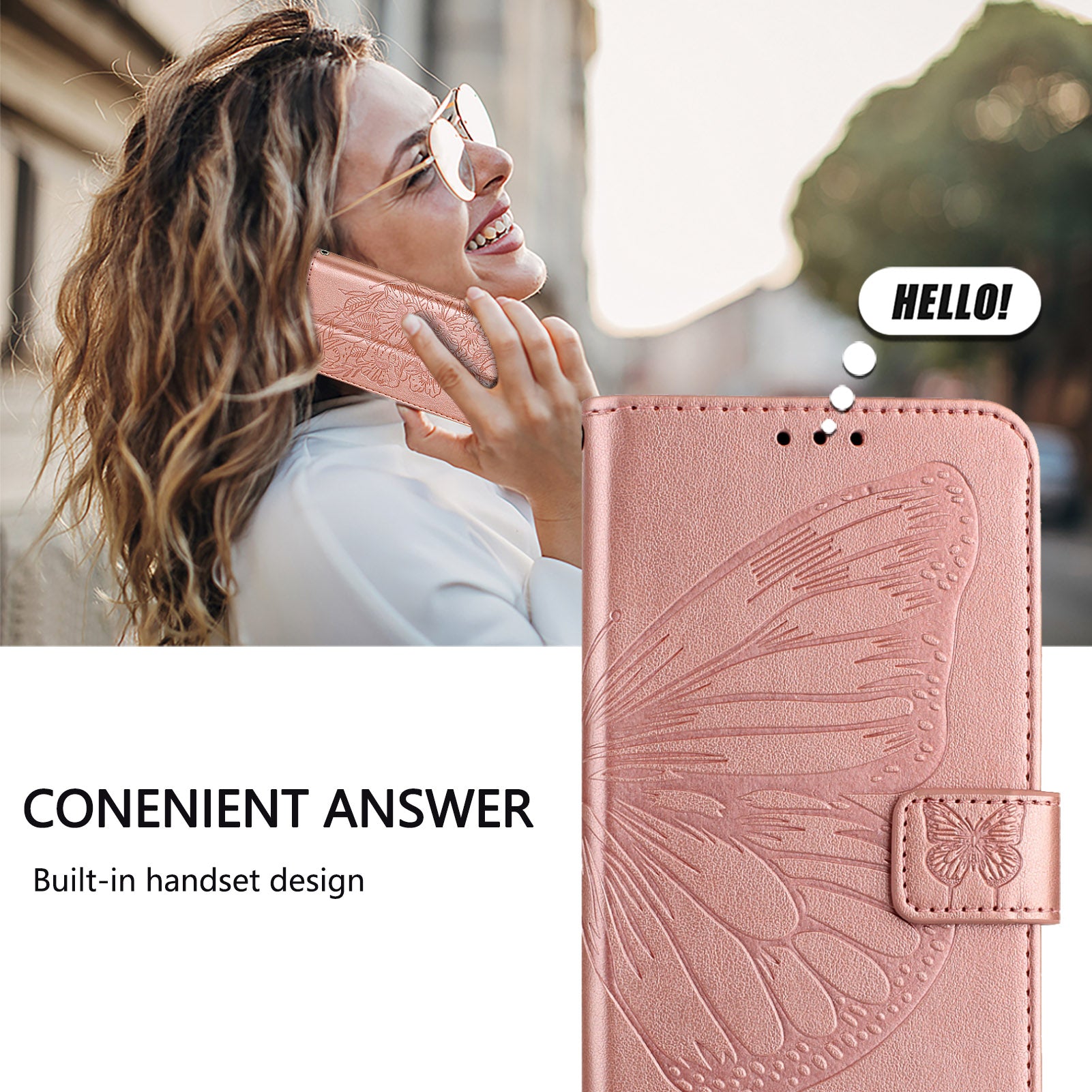 YB Imprinting Series-4 For Samsung Galaxy Z Fold6 5G Case Wallet Leather Phone Cover with Hand Strap - Rose Gold