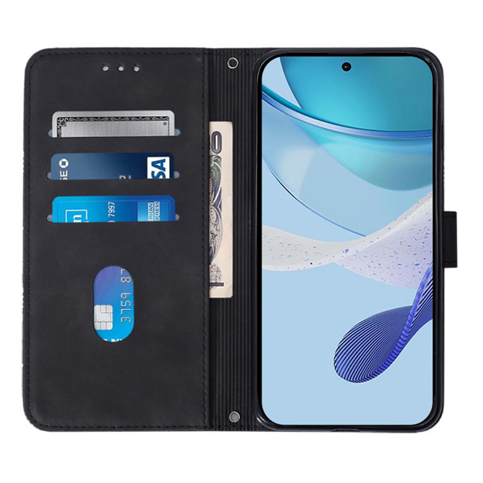 YB Imprinting Series-2 for Samsung Galaxy Z Fold6 5G Case PU Leather Imprinted Phone Cover with Shoulder Strap - Black