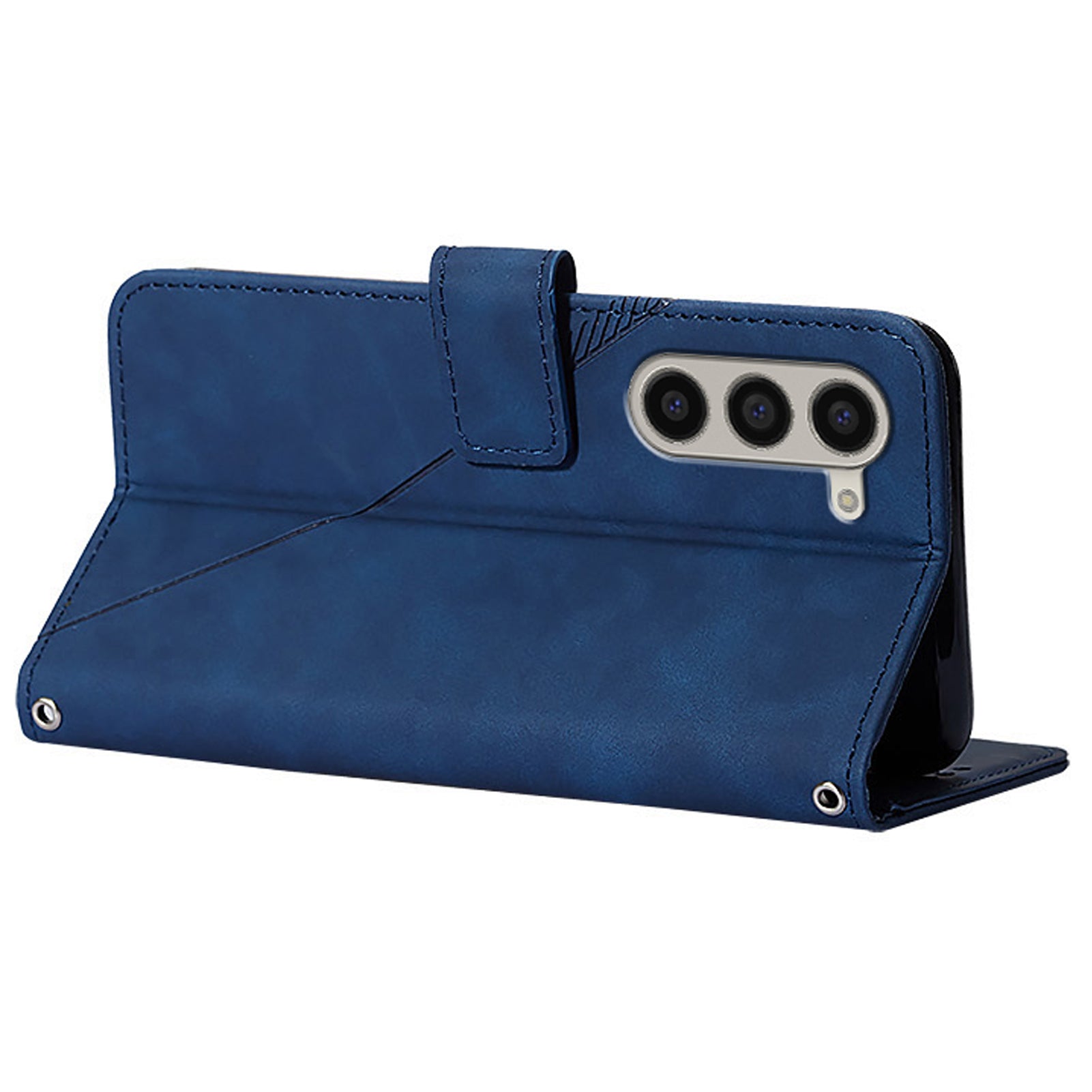 YB Imprinting Series-2 for Samsung Galaxy Z Fold6 5G Case PU Leather Imprinted Phone Cover with Shoulder Strap - Sapphire