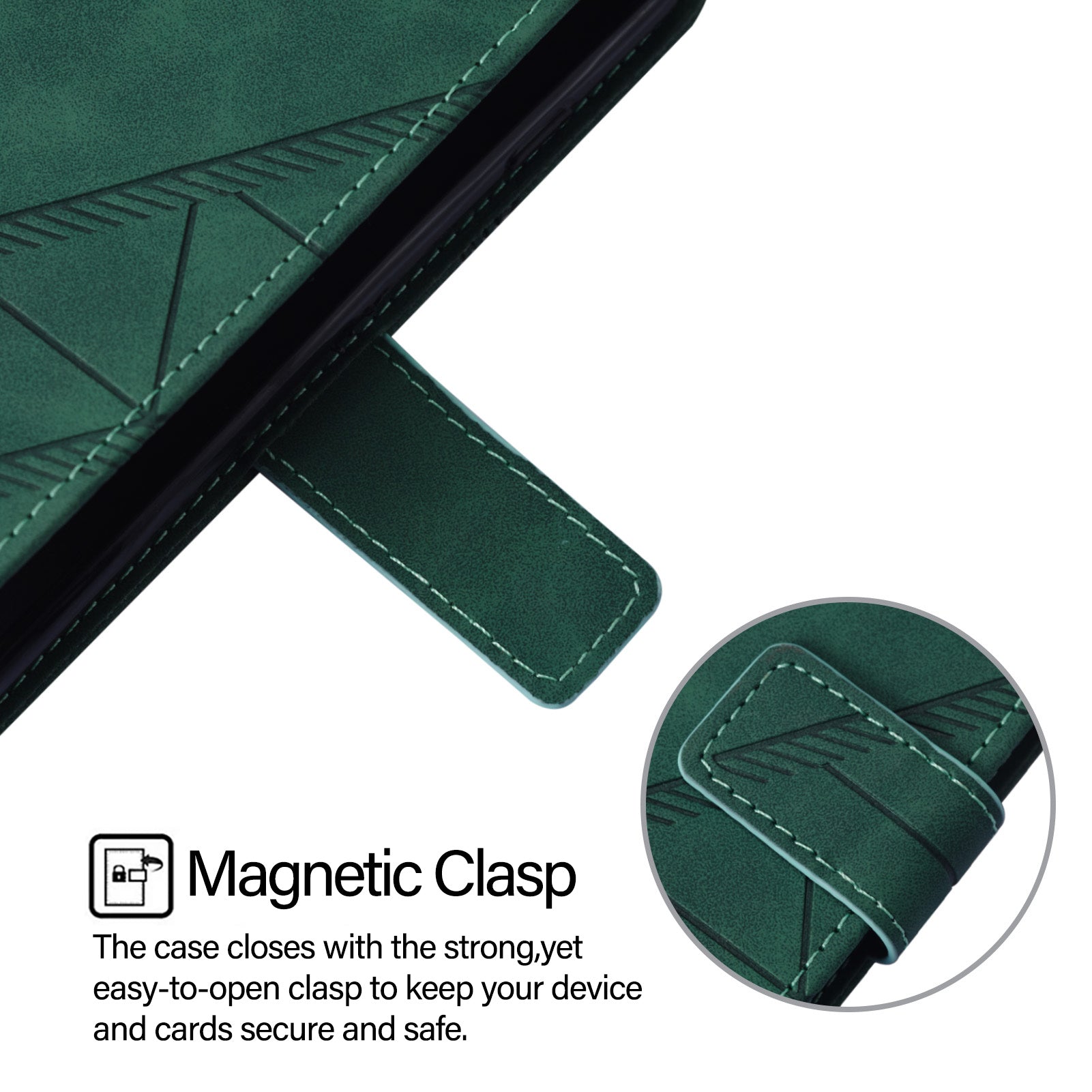 YB Imprinting Series-2 for Samsung Galaxy Z Fold6 5G Case PU Leather Imprinted Phone Cover with Shoulder Strap - Blackish Green