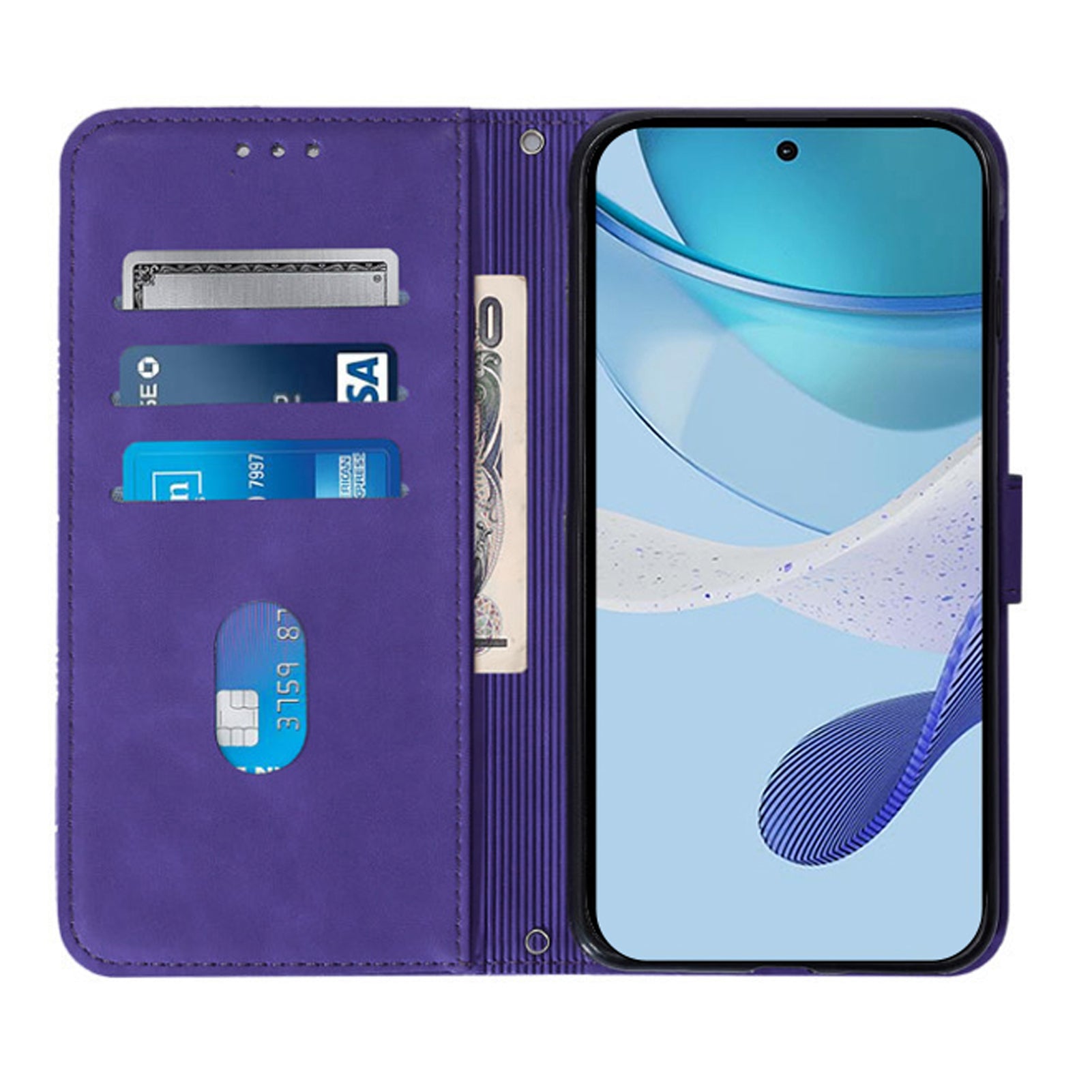 YB Imprinting Series-2 for Samsung Galaxy Z Fold6 5G Case PU Leather Imprinted Phone Cover with Shoulder Strap - Purple