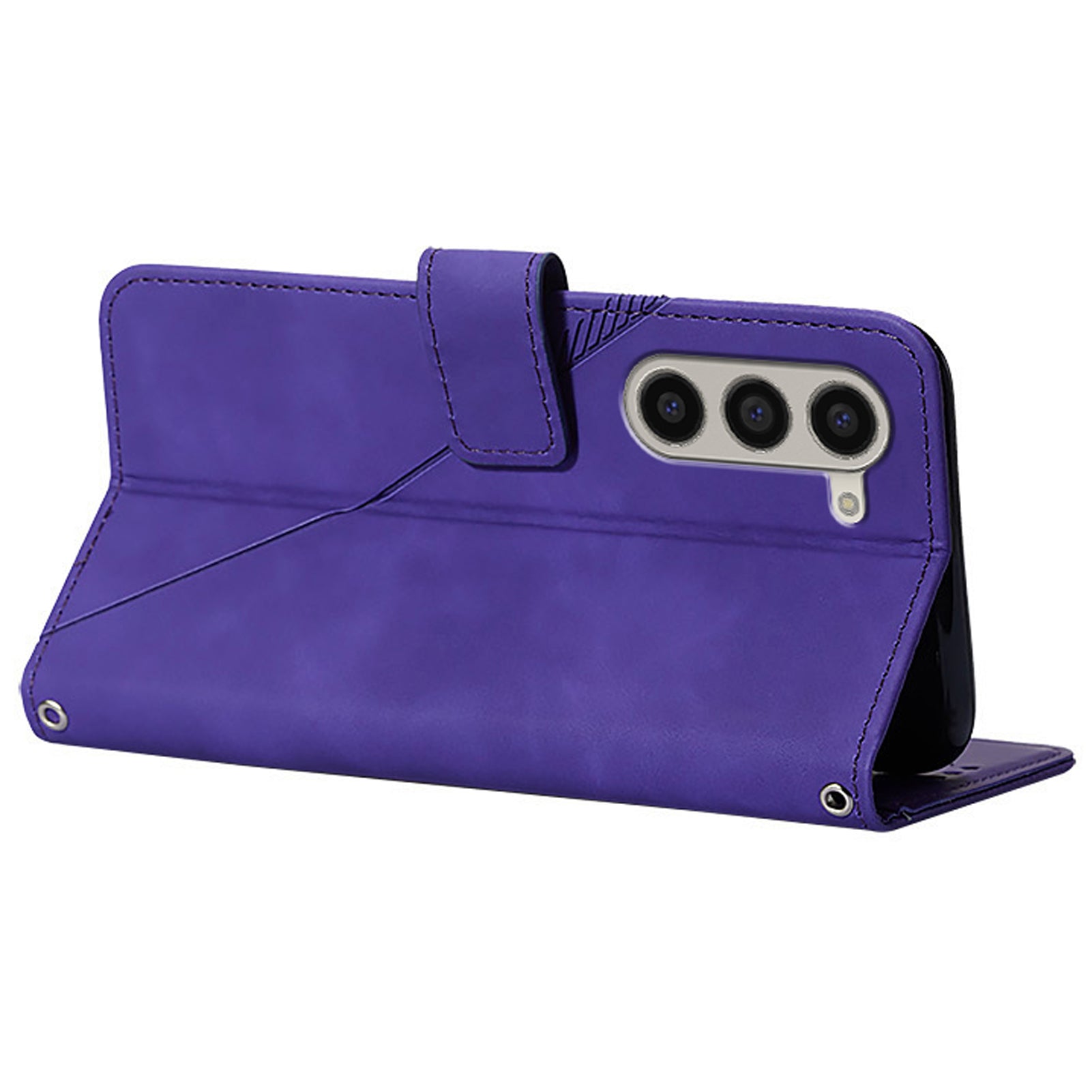 YB Imprinting Series-2 for Samsung Galaxy Z Fold6 5G Case PU Leather Imprinted Phone Cover with Shoulder Strap - Purple