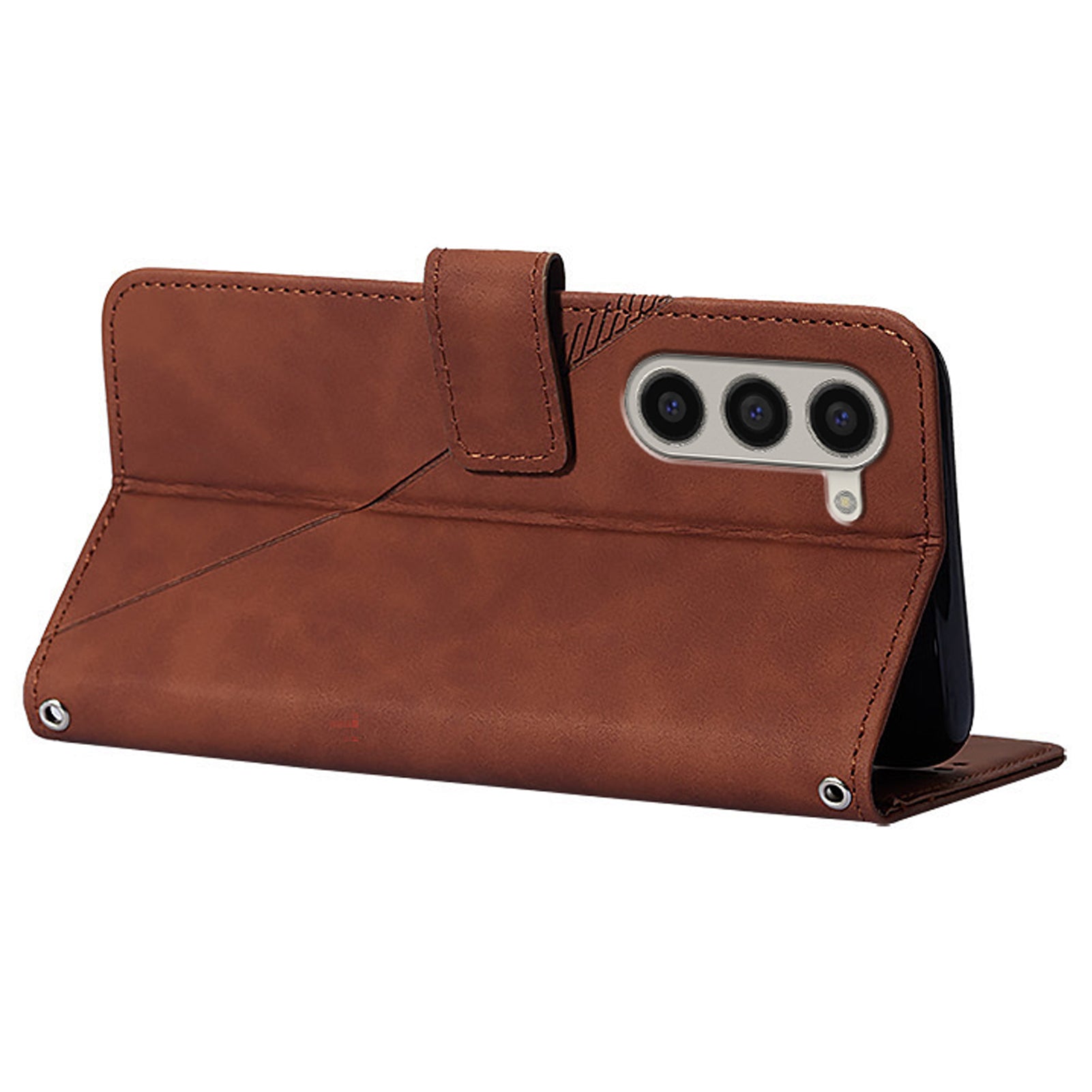 YB Imprinting Series-2 for Samsung Galaxy Z Fold6 5G Case PU Leather Imprinted Phone Cover with Shoulder Strap - Brown