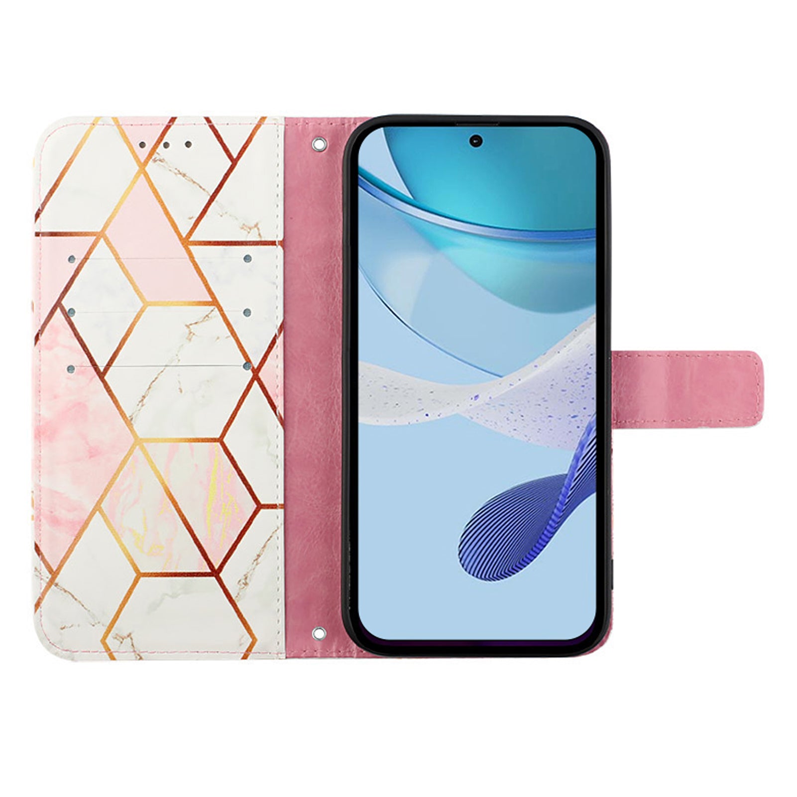 For Samsung Galaxy Z Fold6 5G Wallet Case Leather Phone Cover with Strap - Pink / White LS002