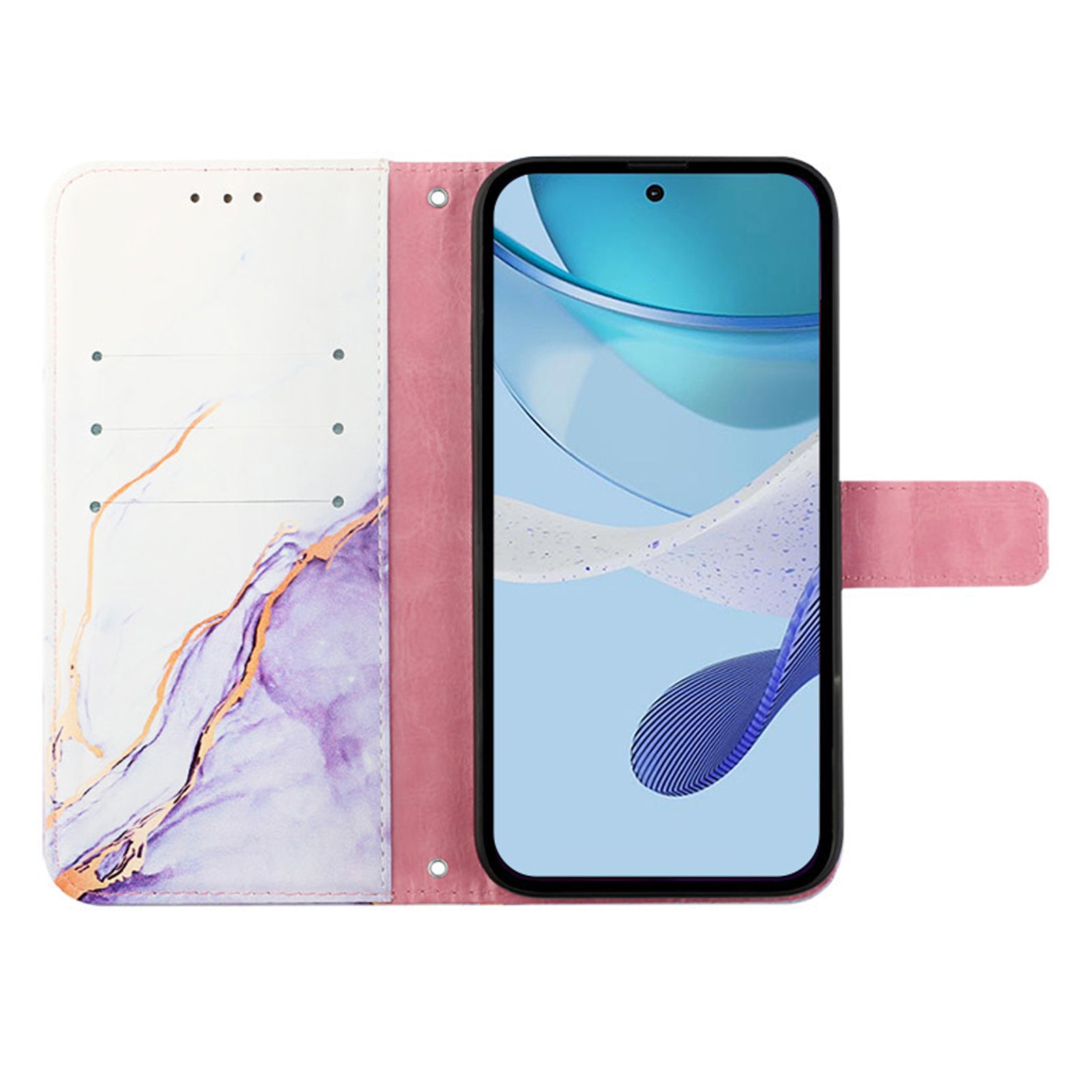 For Samsung Galaxy Z Fold6 5G Wallet Case Leather Phone Cover with Strap - White / Purple LS006