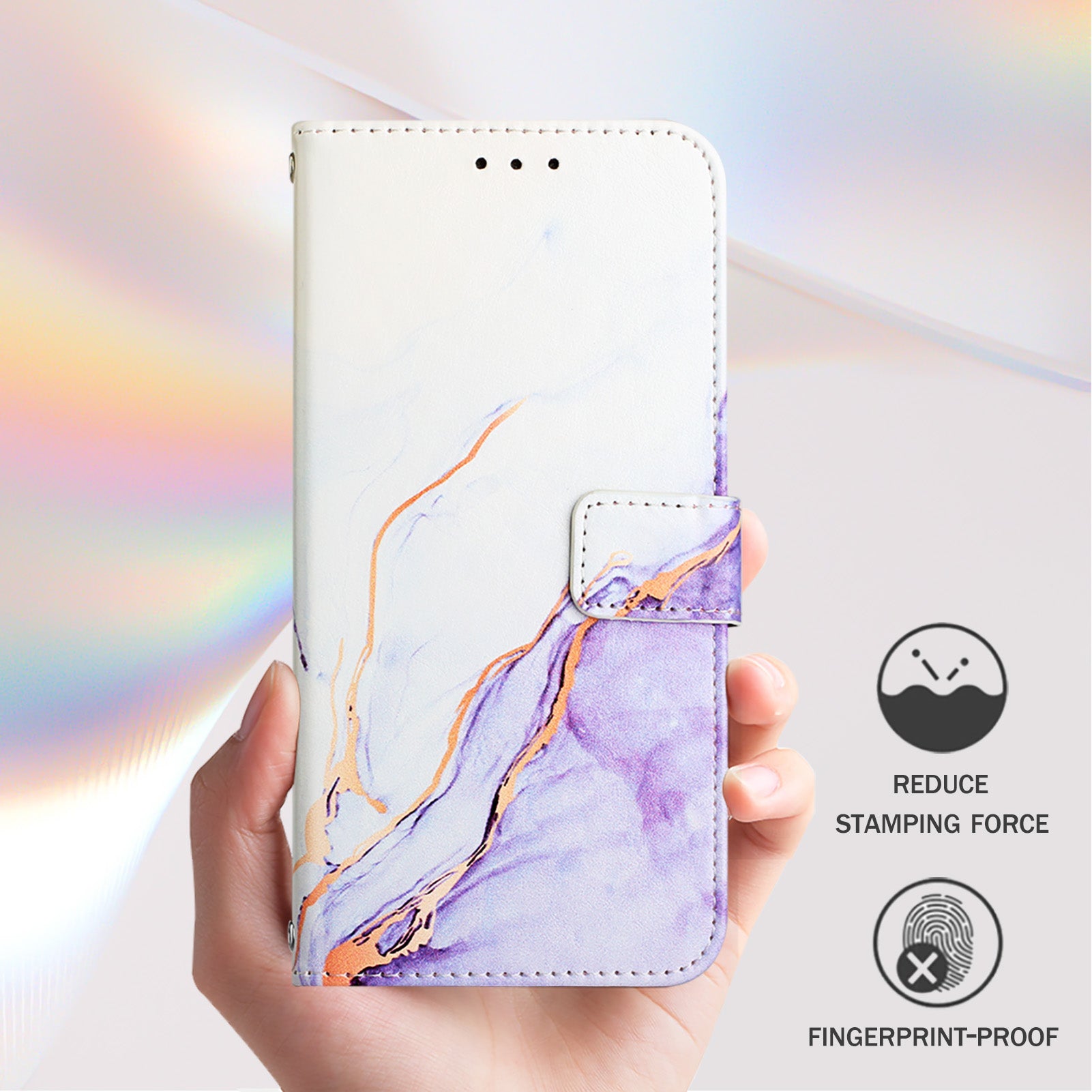 For Samsung Galaxy Z Fold6 5G Wallet Case Leather Phone Cover with Strap - White / Purple LS006