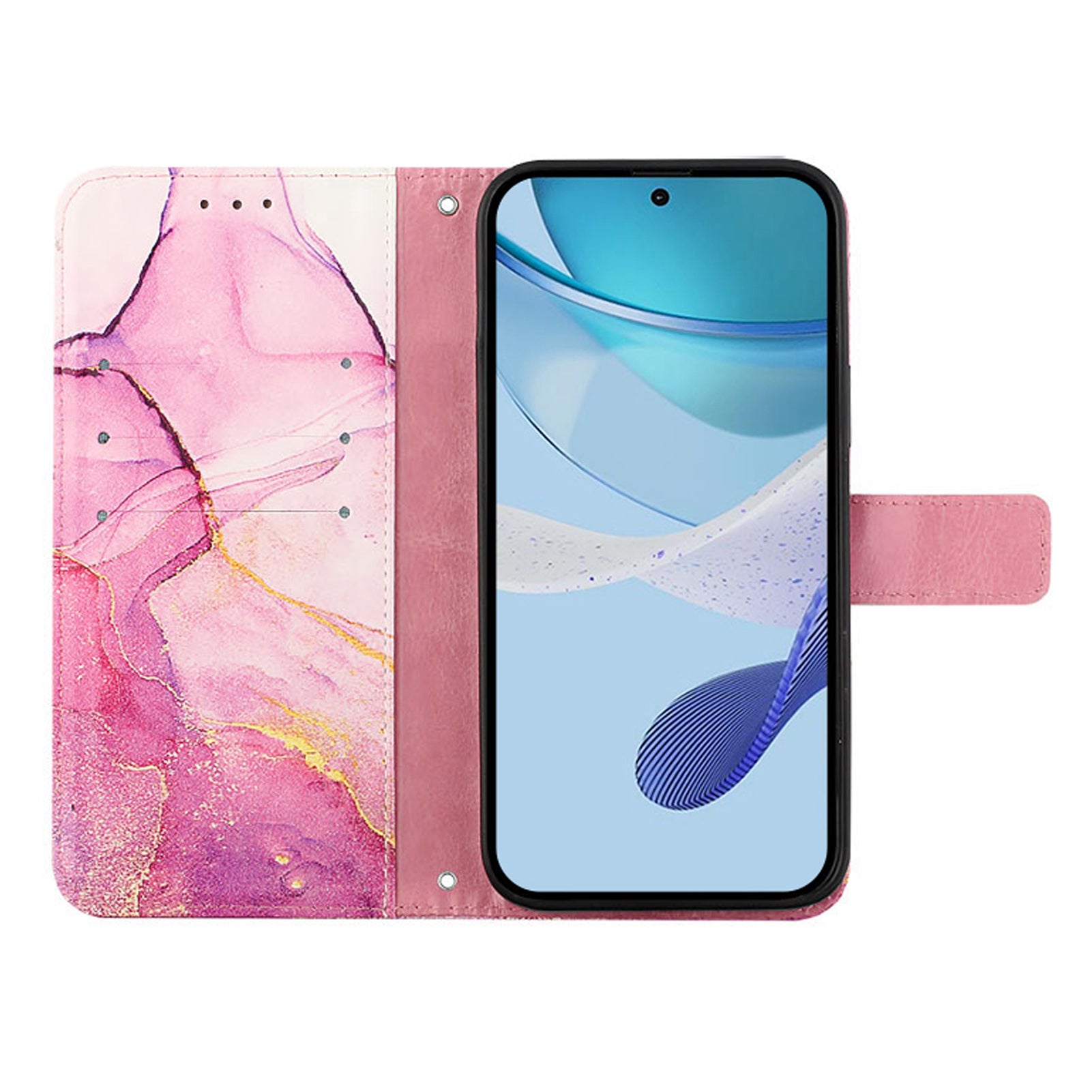 YB Pattern Printing Leather Series-5 For Samsung Galaxy Z Fold6 5G Case Flip Folio Marble Phone Cover - Pink+Purple+Gold LS001